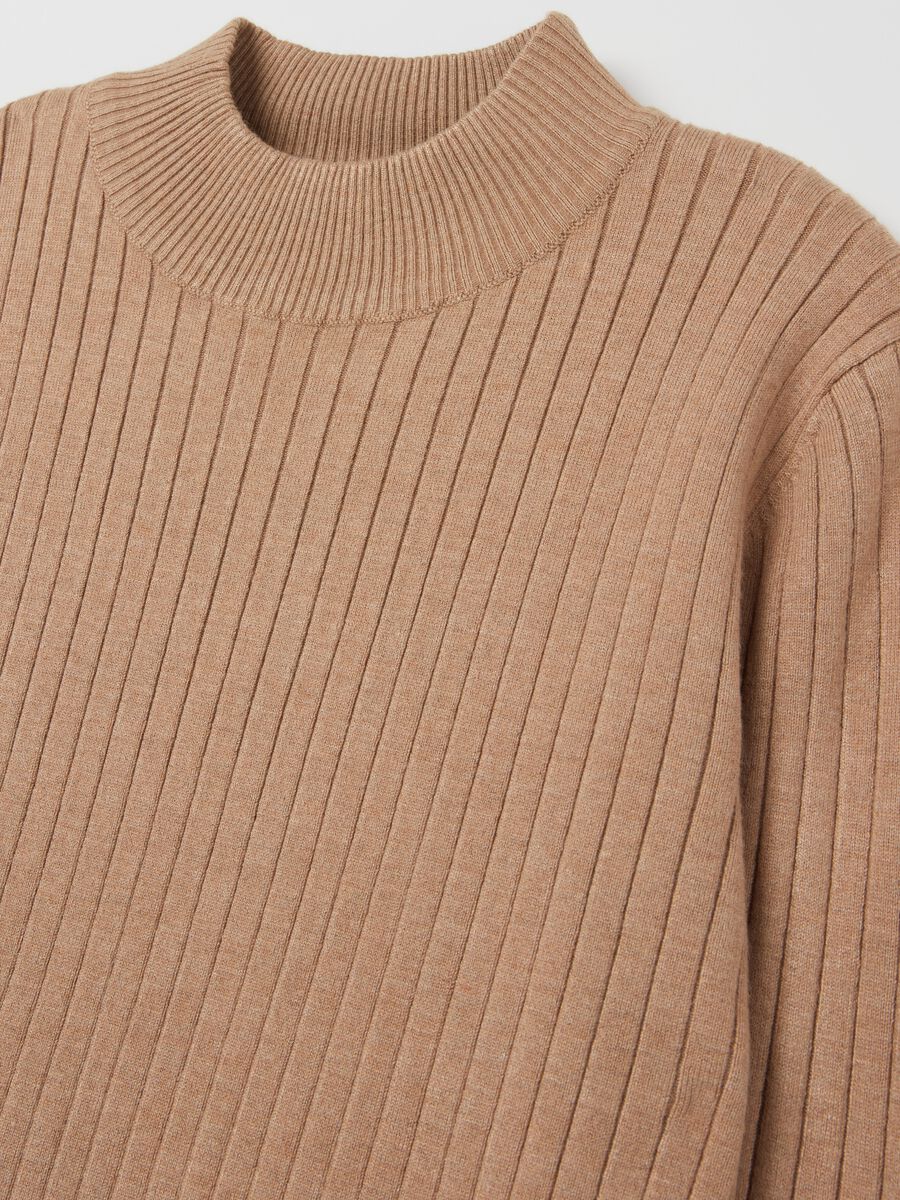 Ribbed knit pullover with mock neck_5