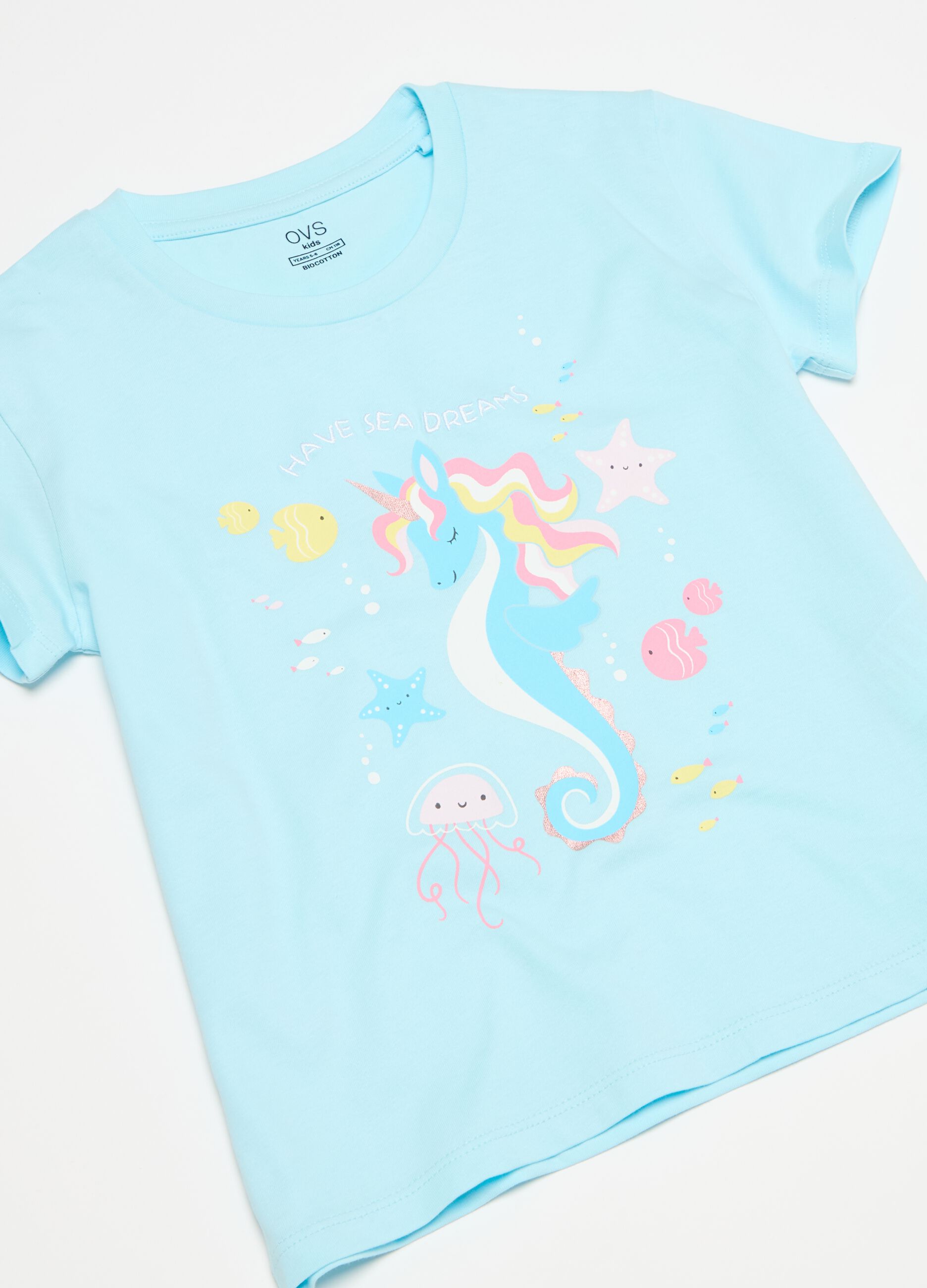 Organic cotton pyjamas with sea animals print