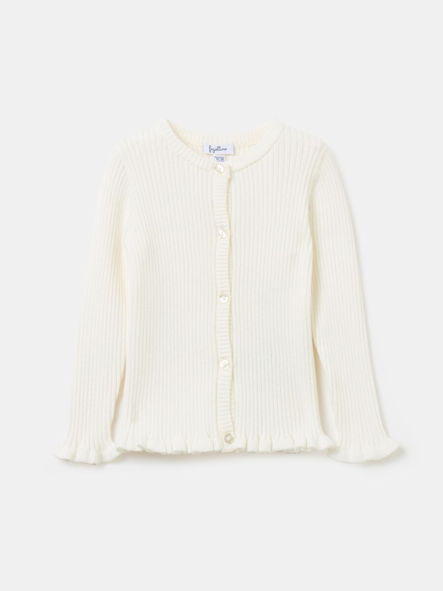 Ribbed cardigan with frills_0