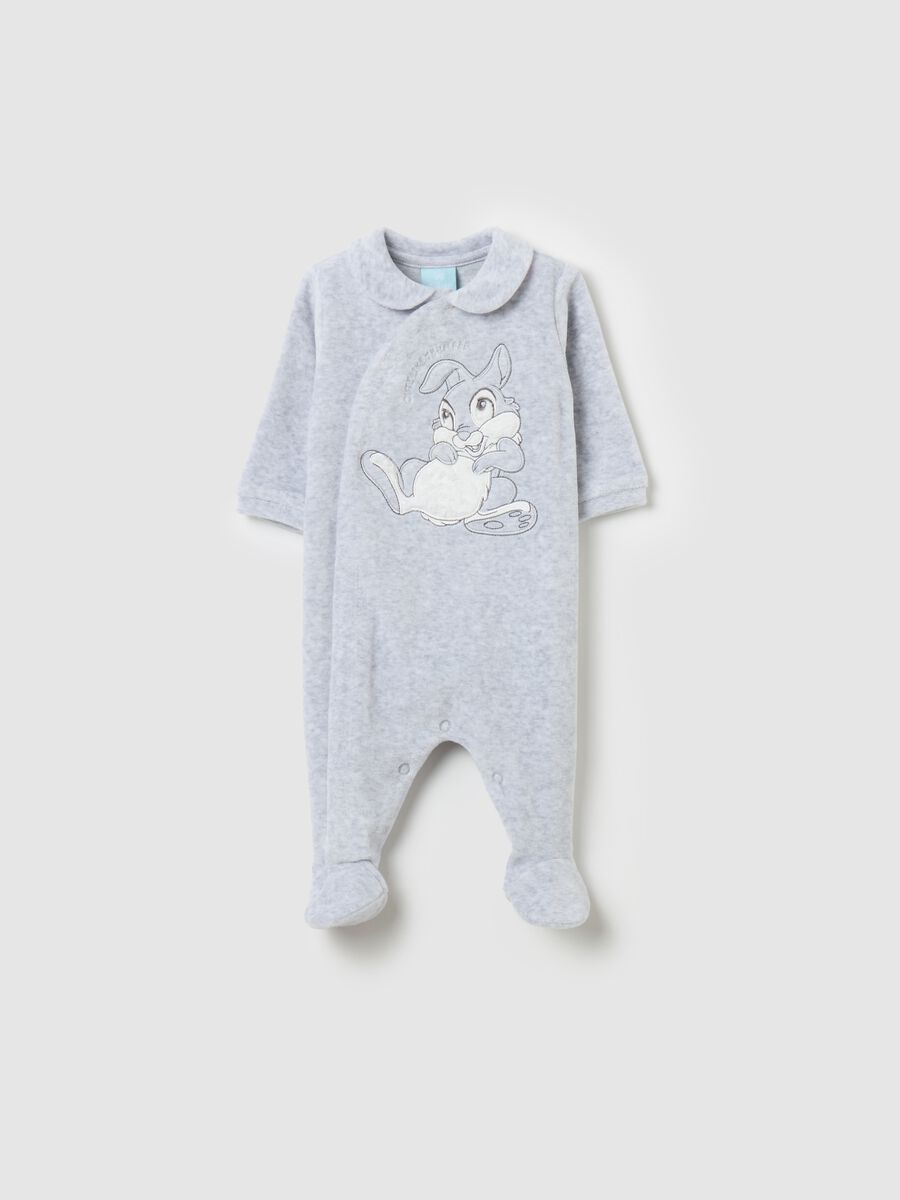 Velour onesie with feet and Thumper embroidery_0