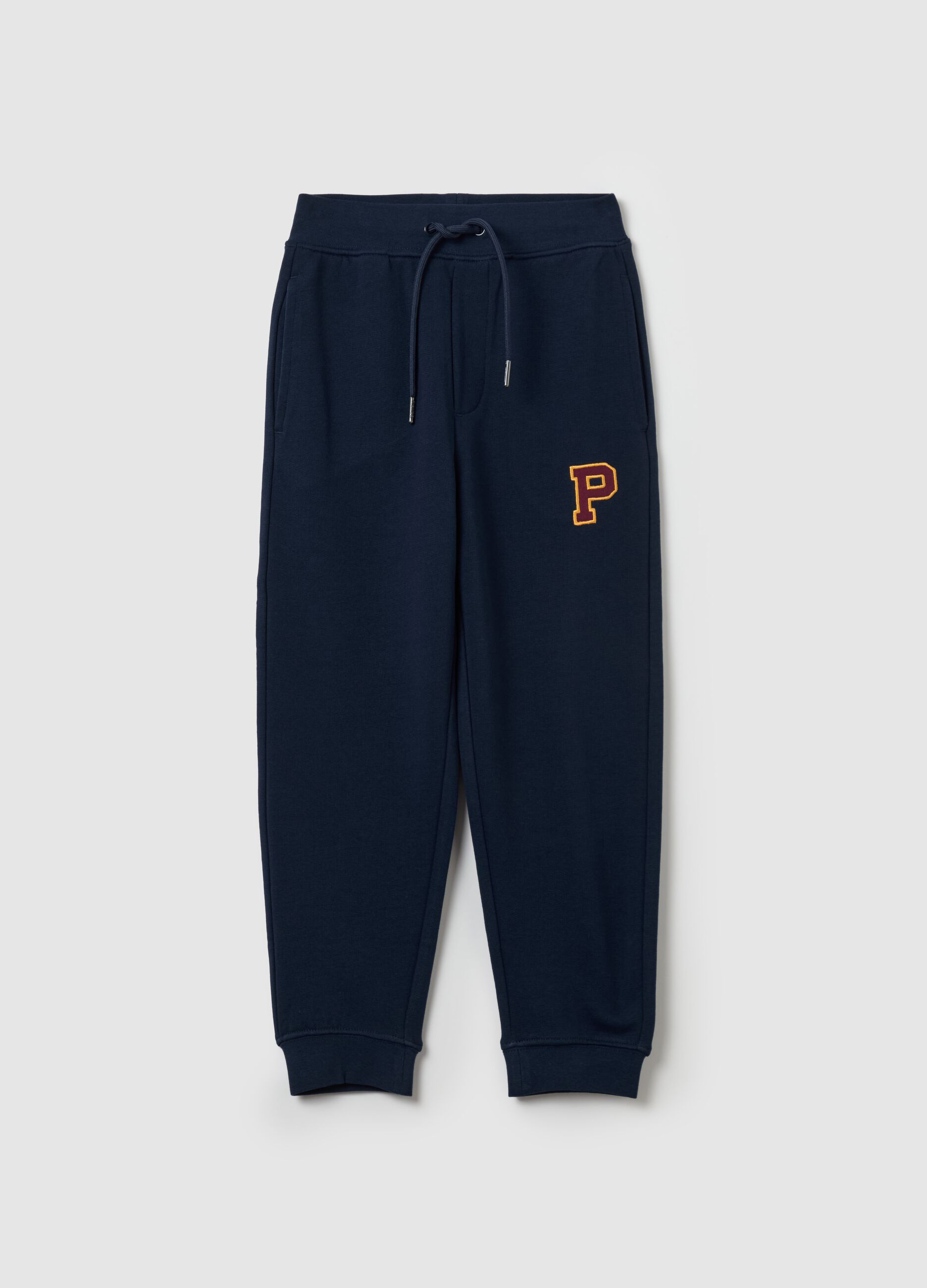 Joggers with hood and logo patch