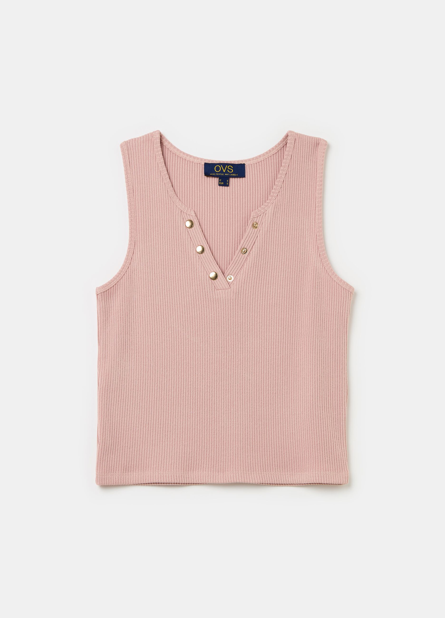 Tank top with V neck with buttons