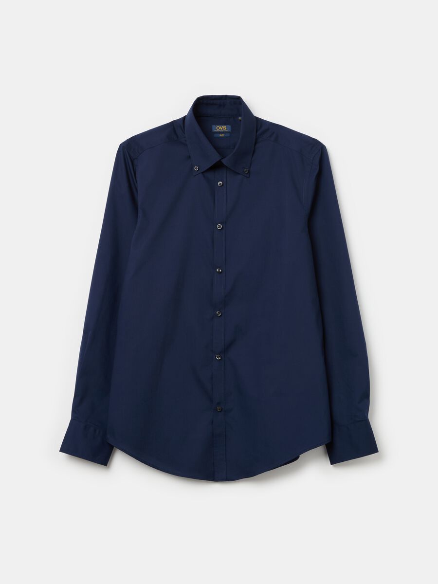 Slim-fit shirt with button-down collar_0