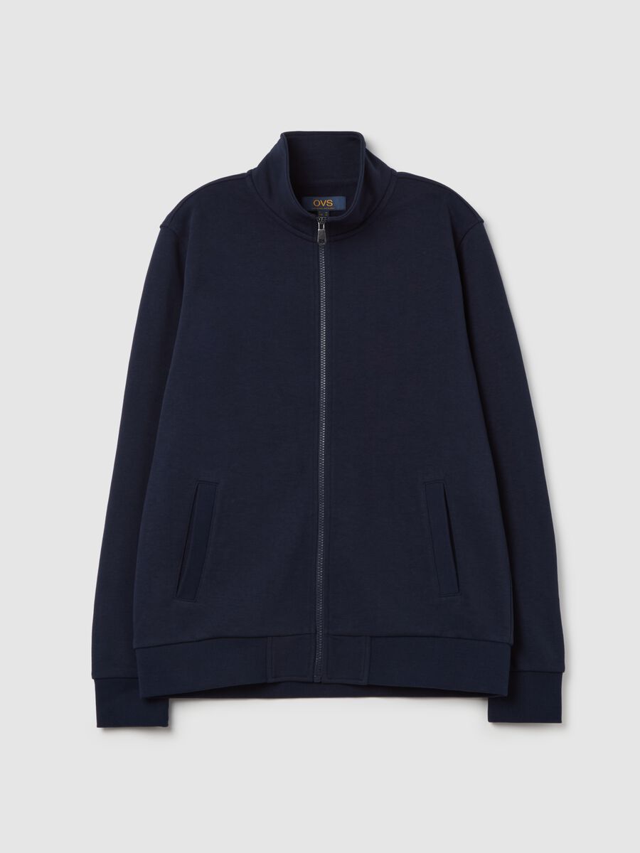 Full-zip sweatshirt in French terry with high neck_4