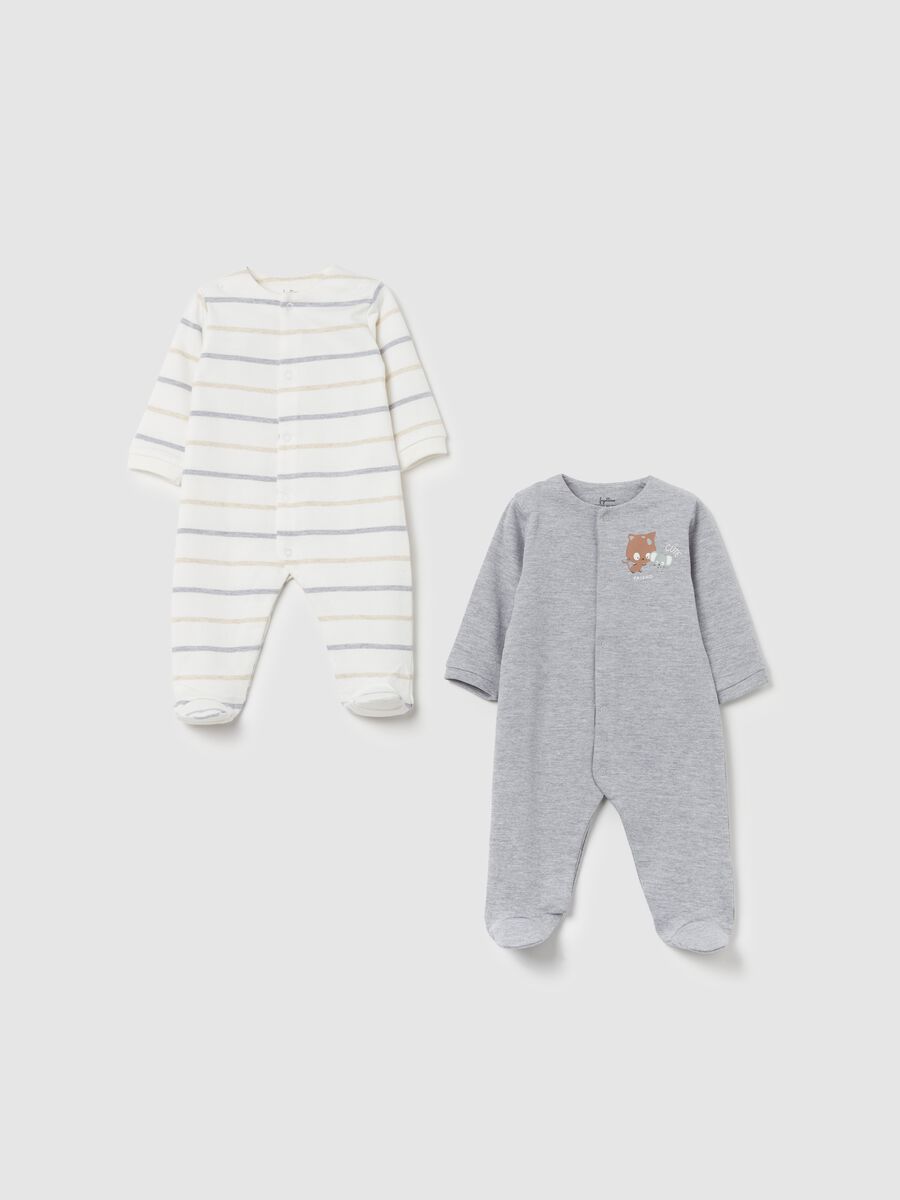 Two-pack onesies in organic cotton with feet_0