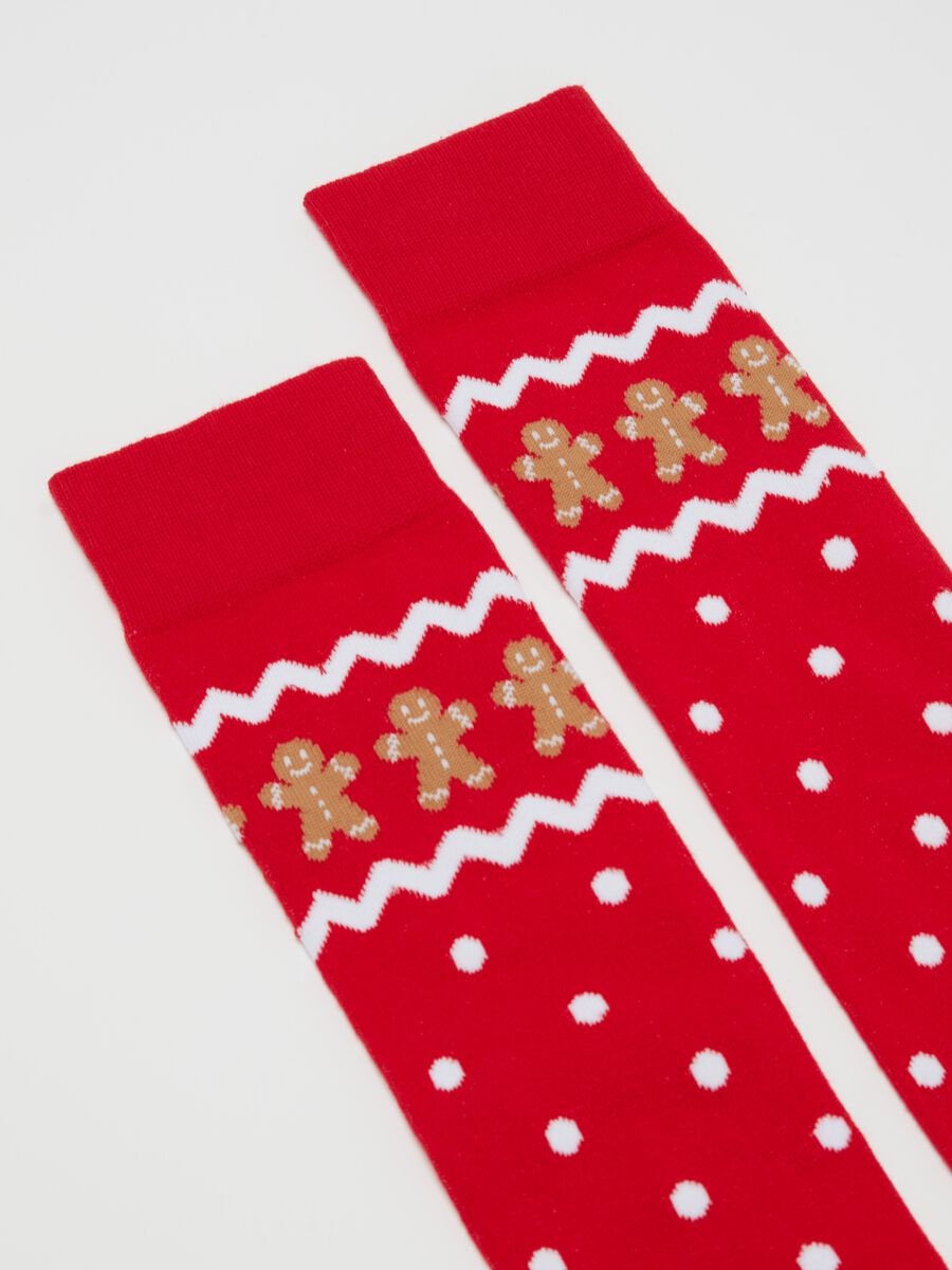 Long socks with polka dots and gingerbread design_1