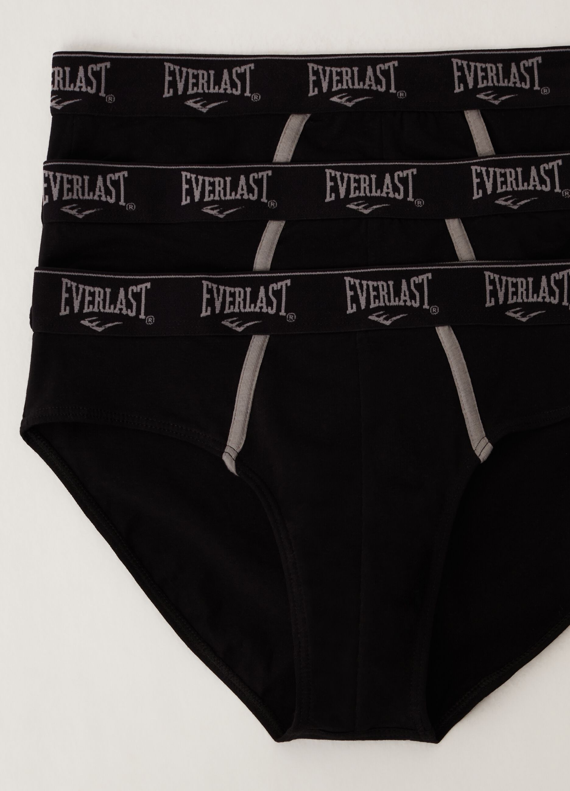EVERLAST INTIMO Man's Black Three-pack Everlast briefs with contrasting  trims