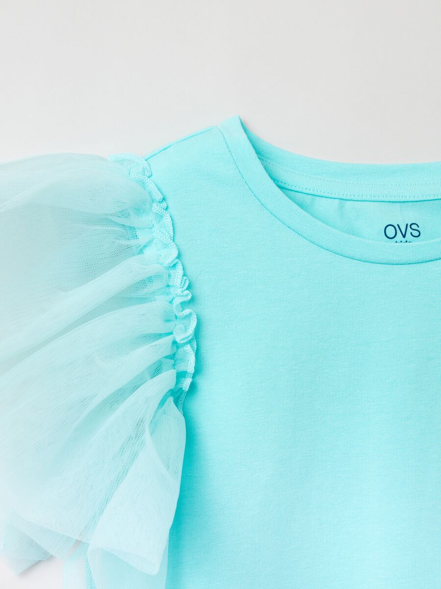 Cotton T-shirt with tulle sleeves_2