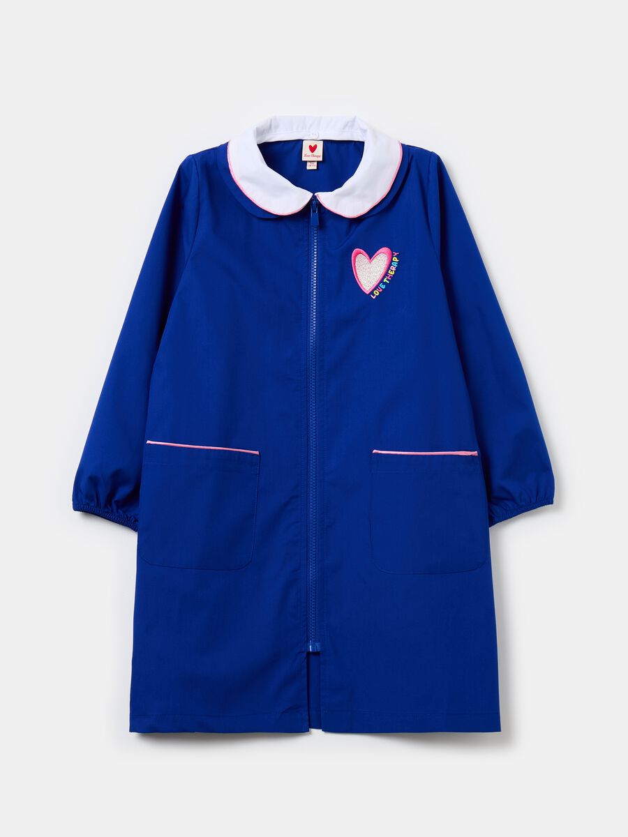 School smock with zip and embroidered heart_0
