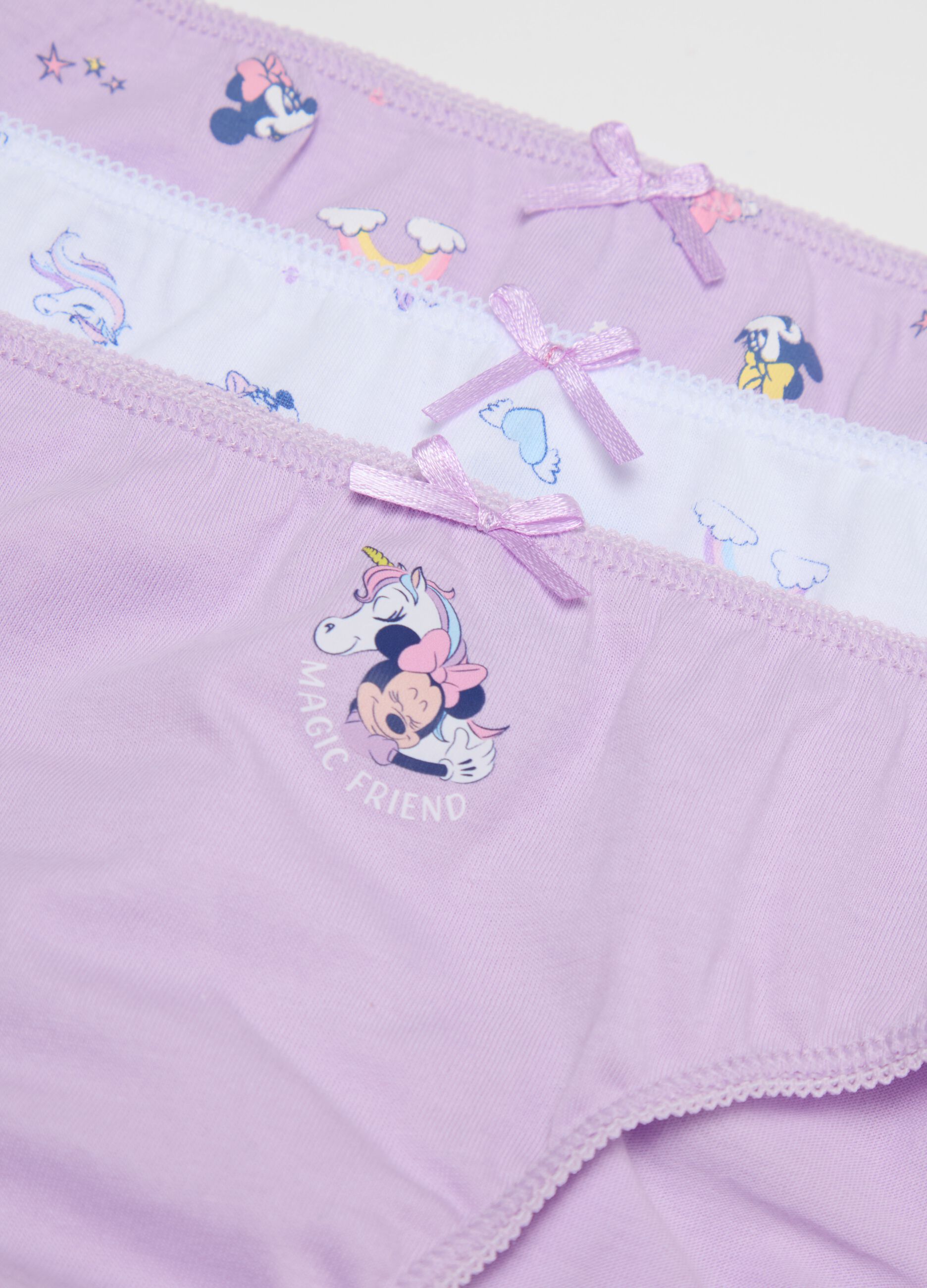 Set cinque slip in cotone bio stampa Minnie