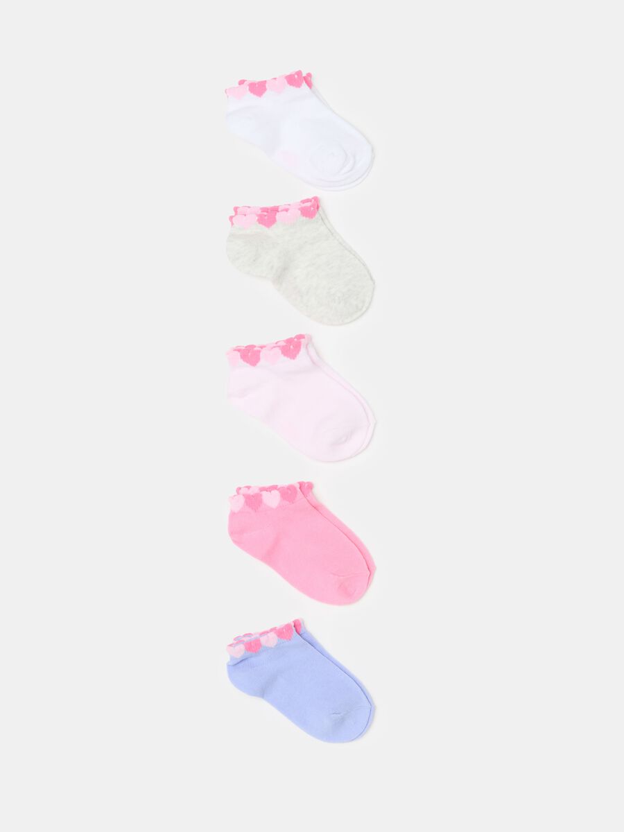 Five-pair pack short socks with small hearts design_0