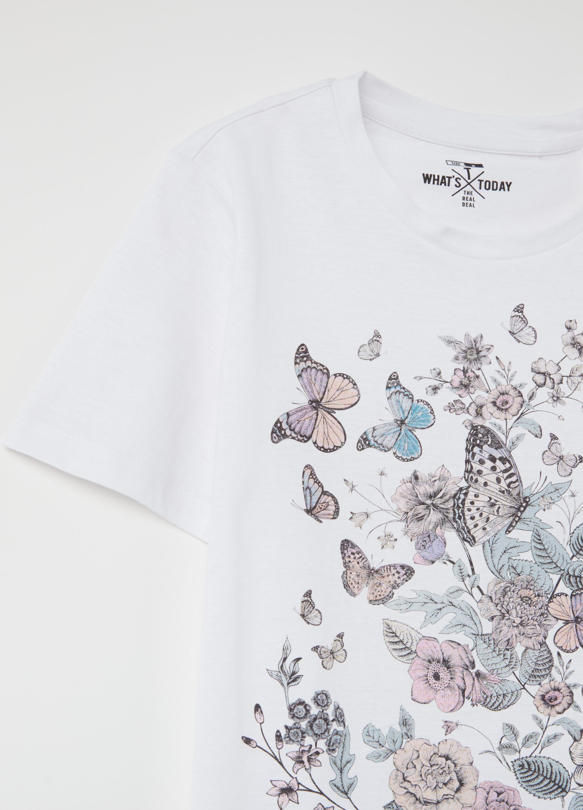 T-shirt with butterflies and flowers print