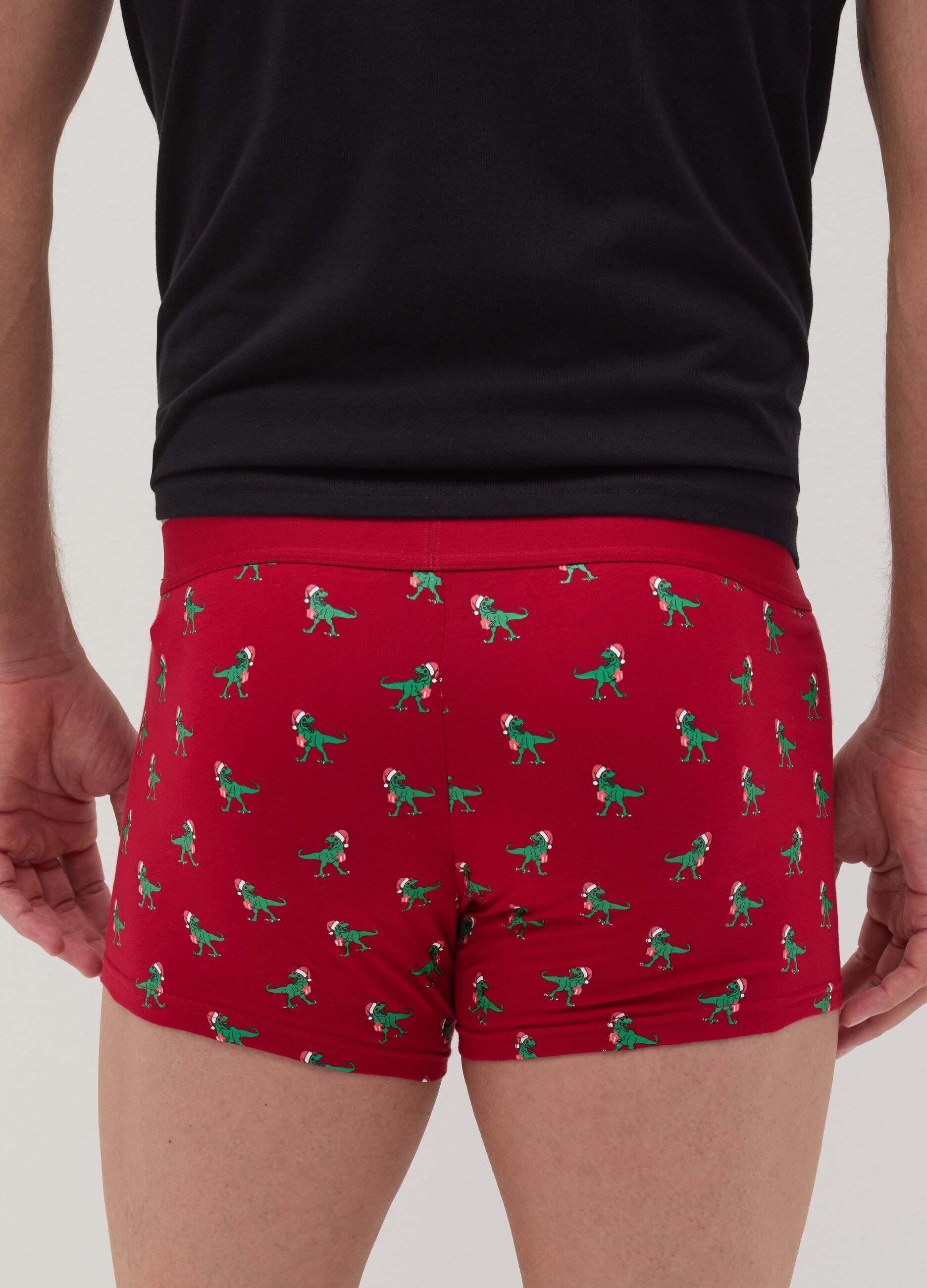 Stretch organic cotton boxer shorts with all-over print