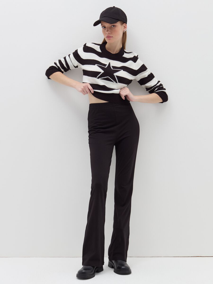 Striped crop pullover with jacquard star_0