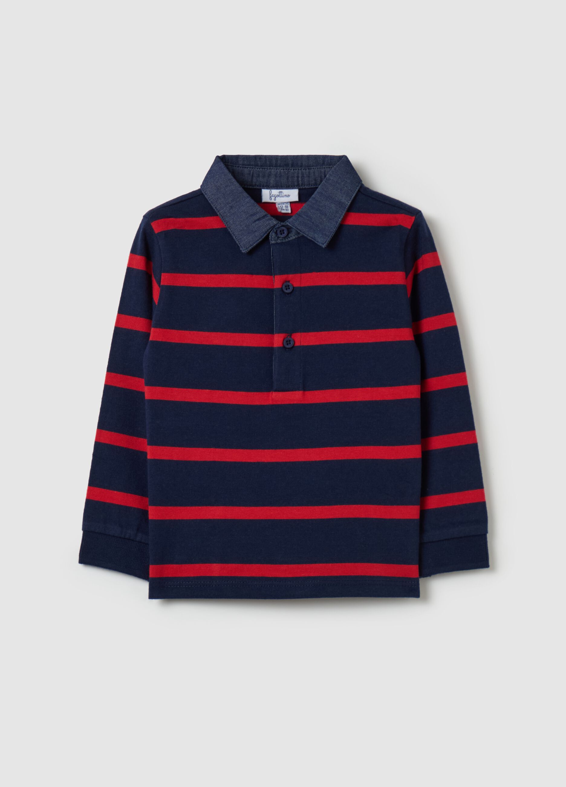 Organic cotton polo shirt with striped pattern