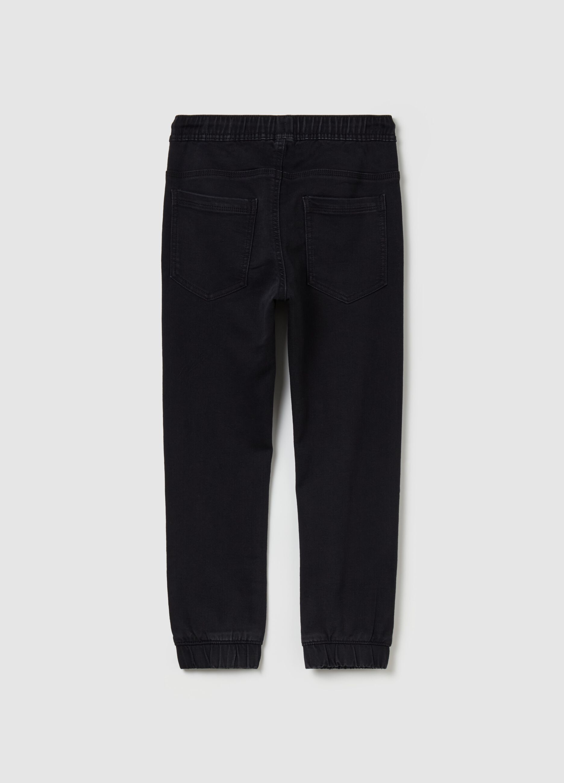 Joggers in French terry denim with drawstring