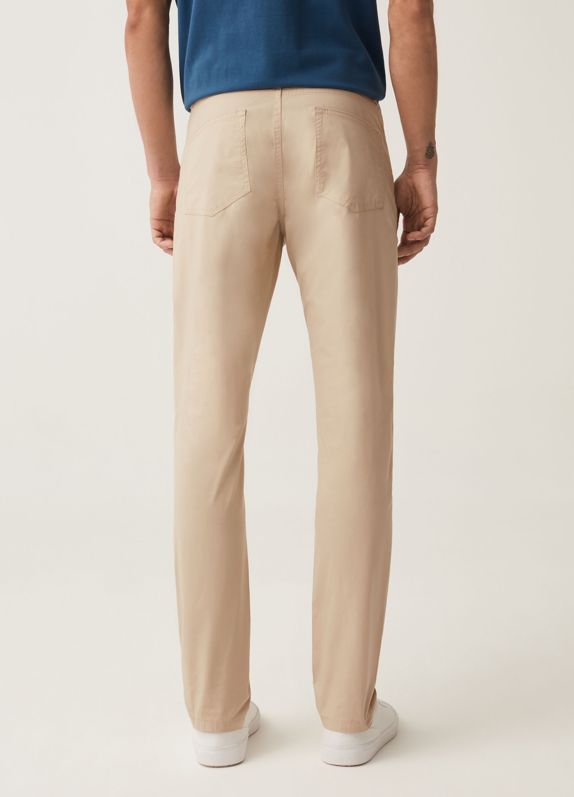 Five-pocket poplin trousers