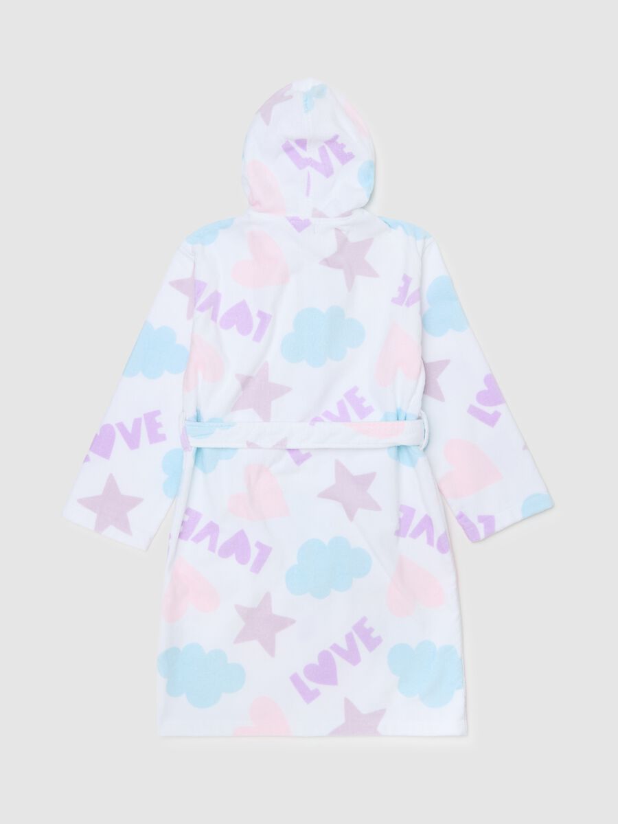 Bathrobe in organic cotton with "LOVE" print_1