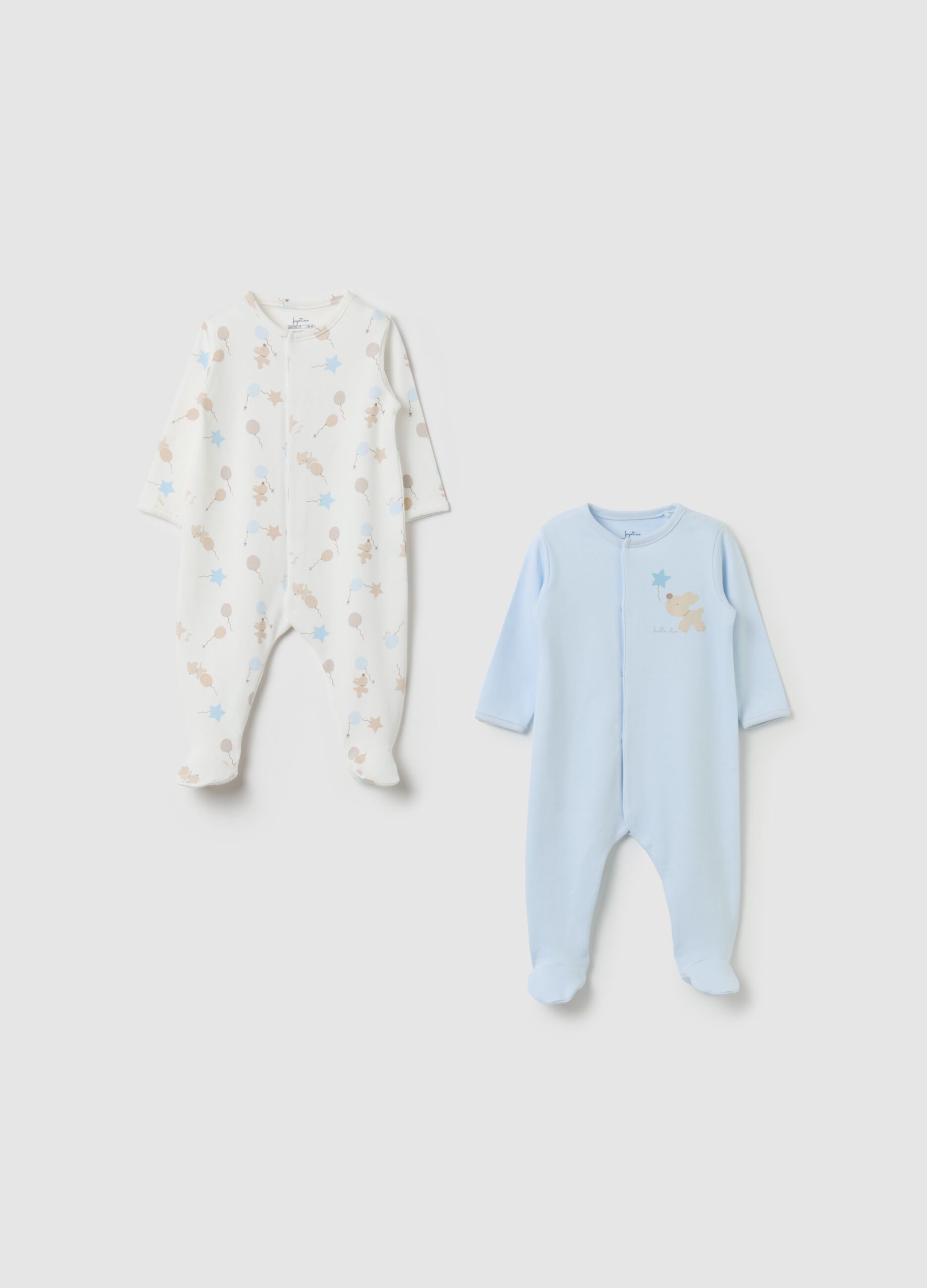 Two-pack onesies in organic cotton with feet