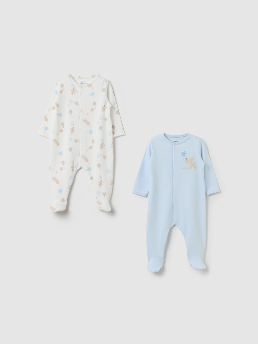 Two-pack onesies in organic cotton with feet_0