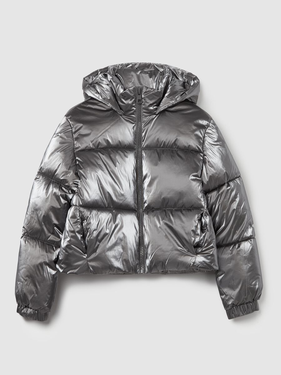 Shiny down jacket with hood_0