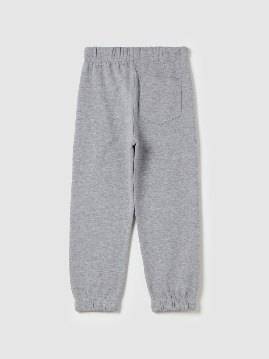 Fleece joggers with drawstring and print_1