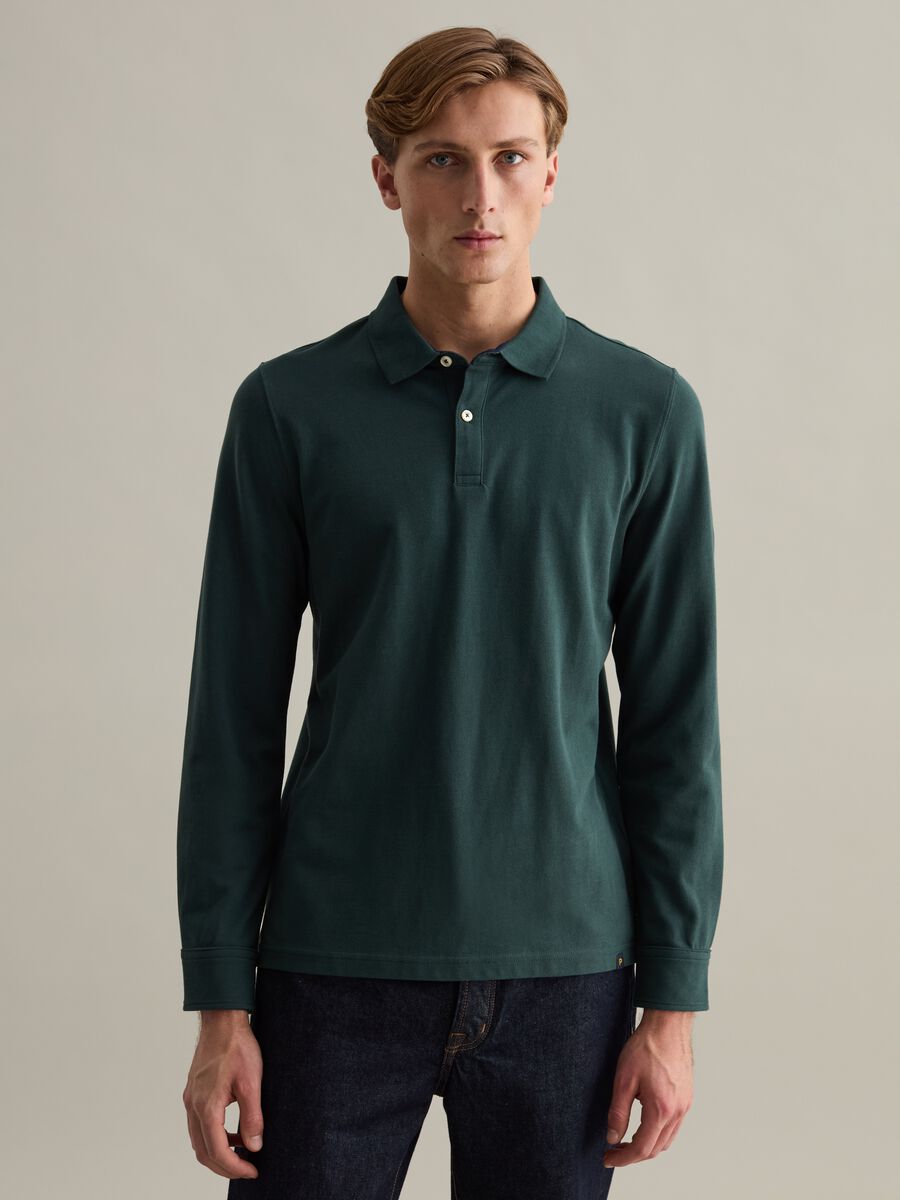 Long-sleeved polo shirt in piquet_1