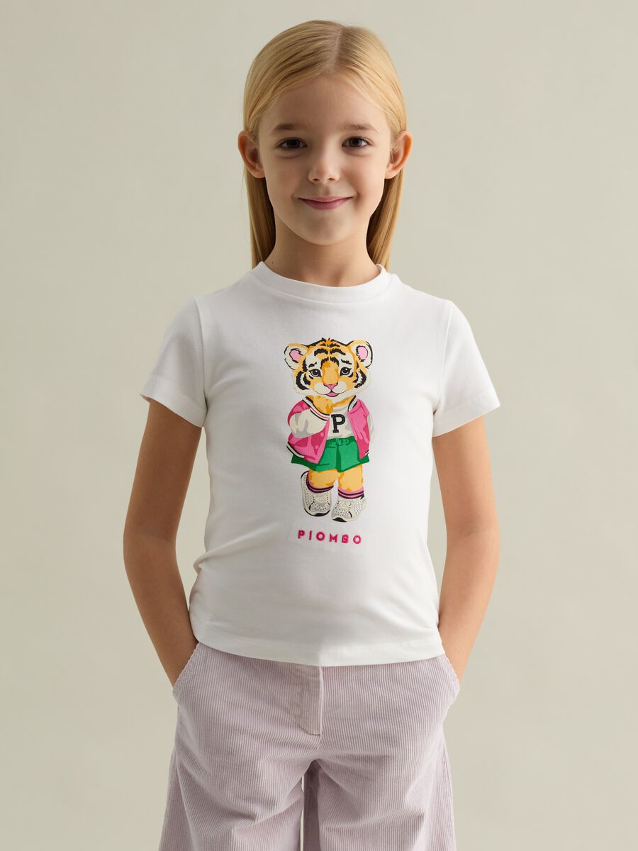 T-shirt with diamantés and tiger print_0