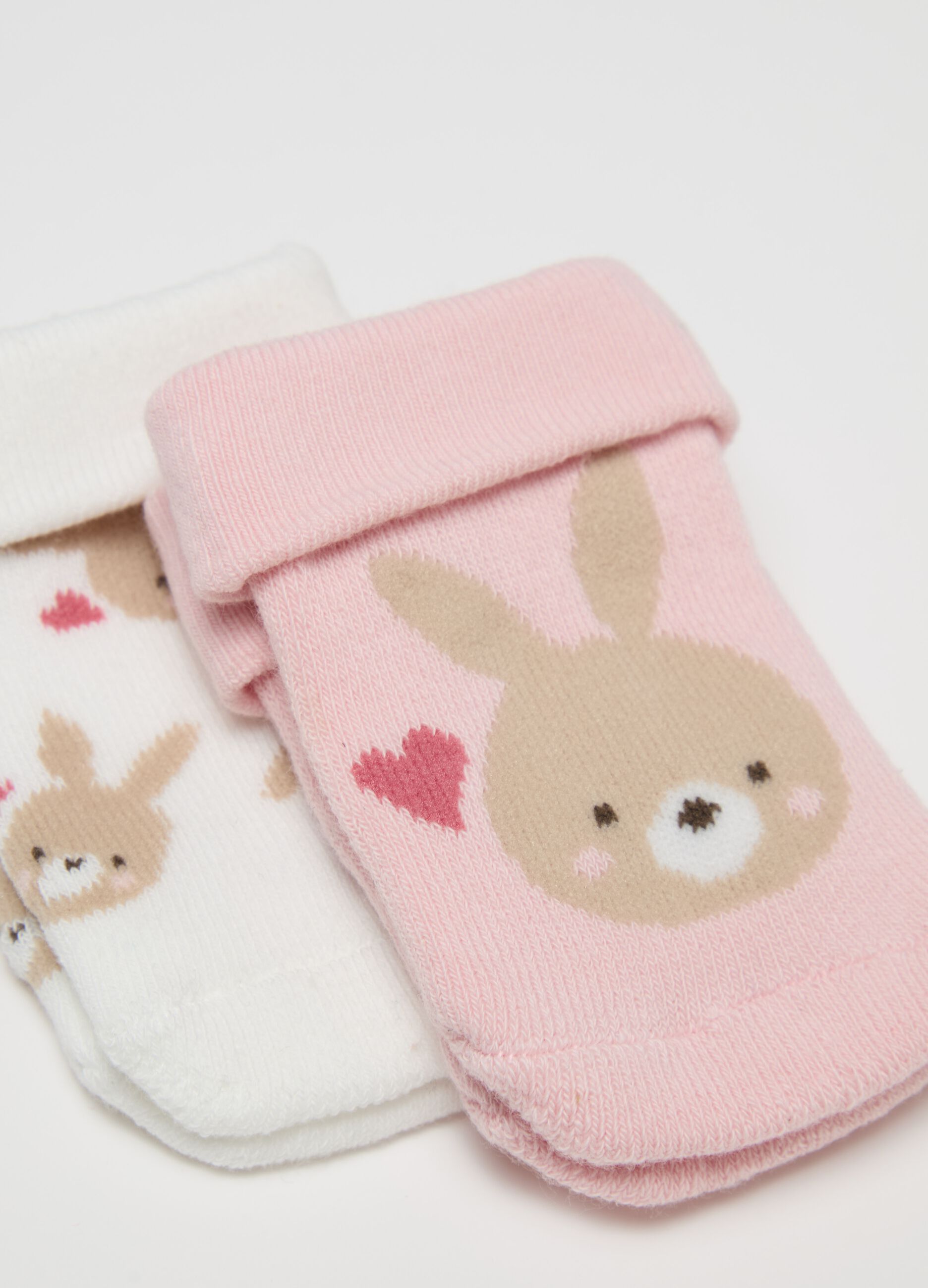 Three-pair pack stretch socks with rabbit design