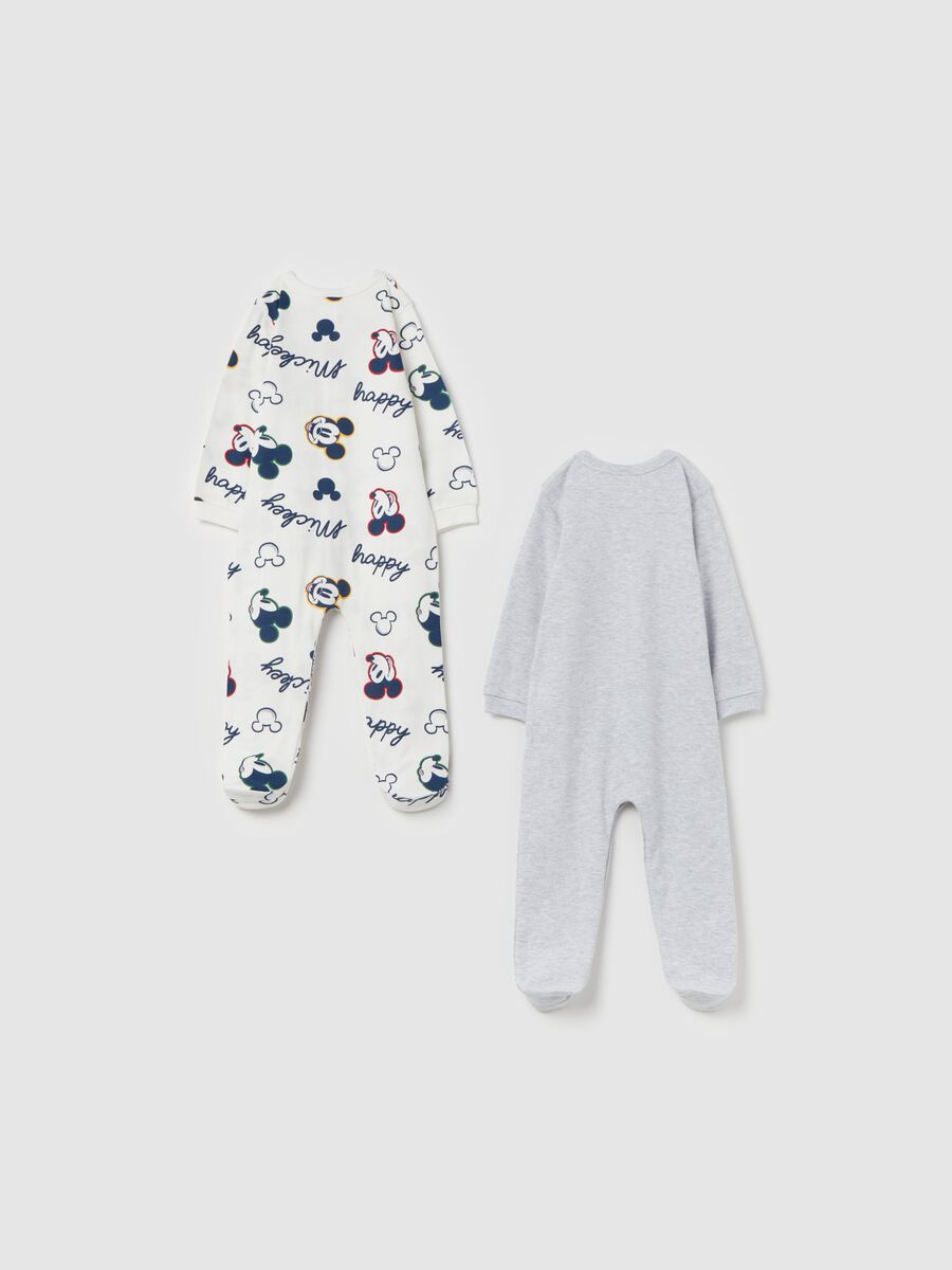 Two-pack onesies with feet and Mickey Mouse print_1