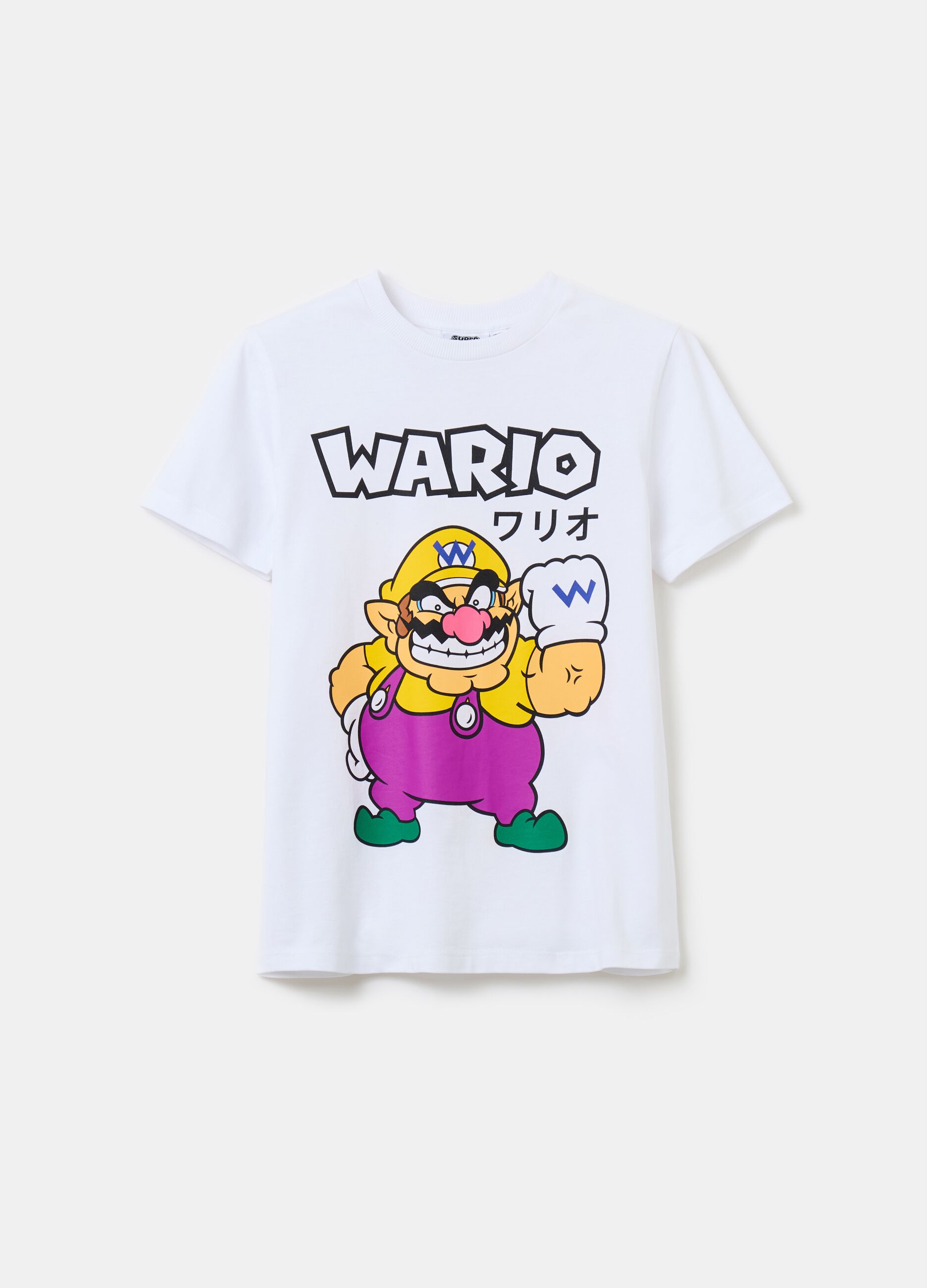 Cotton T-shirt with Wario print