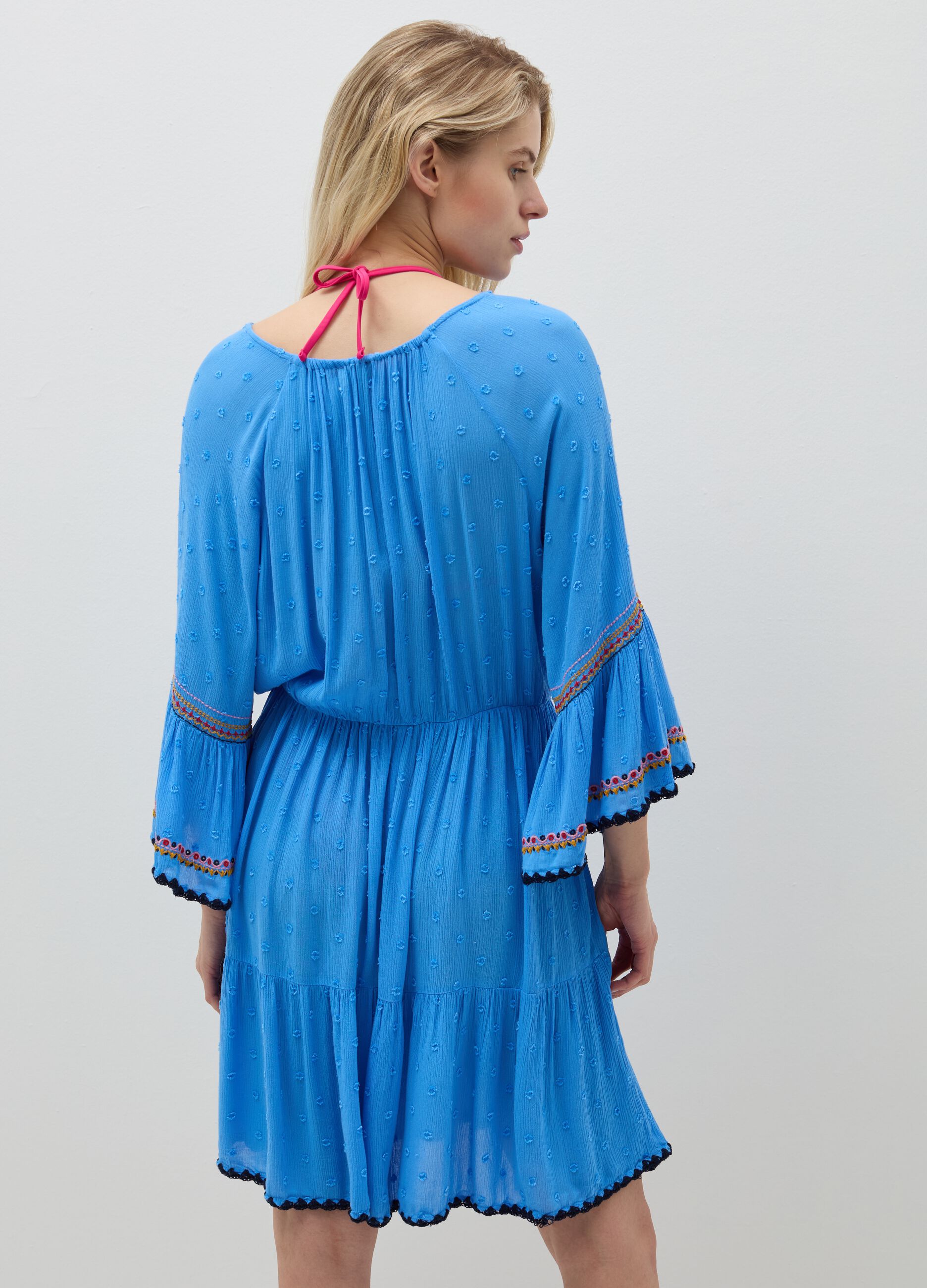 Positano summer dress with ethnic embroidery