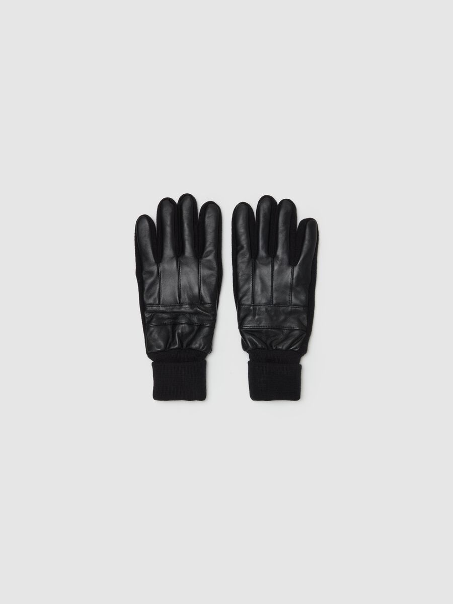 Solid colour leather gloves_0