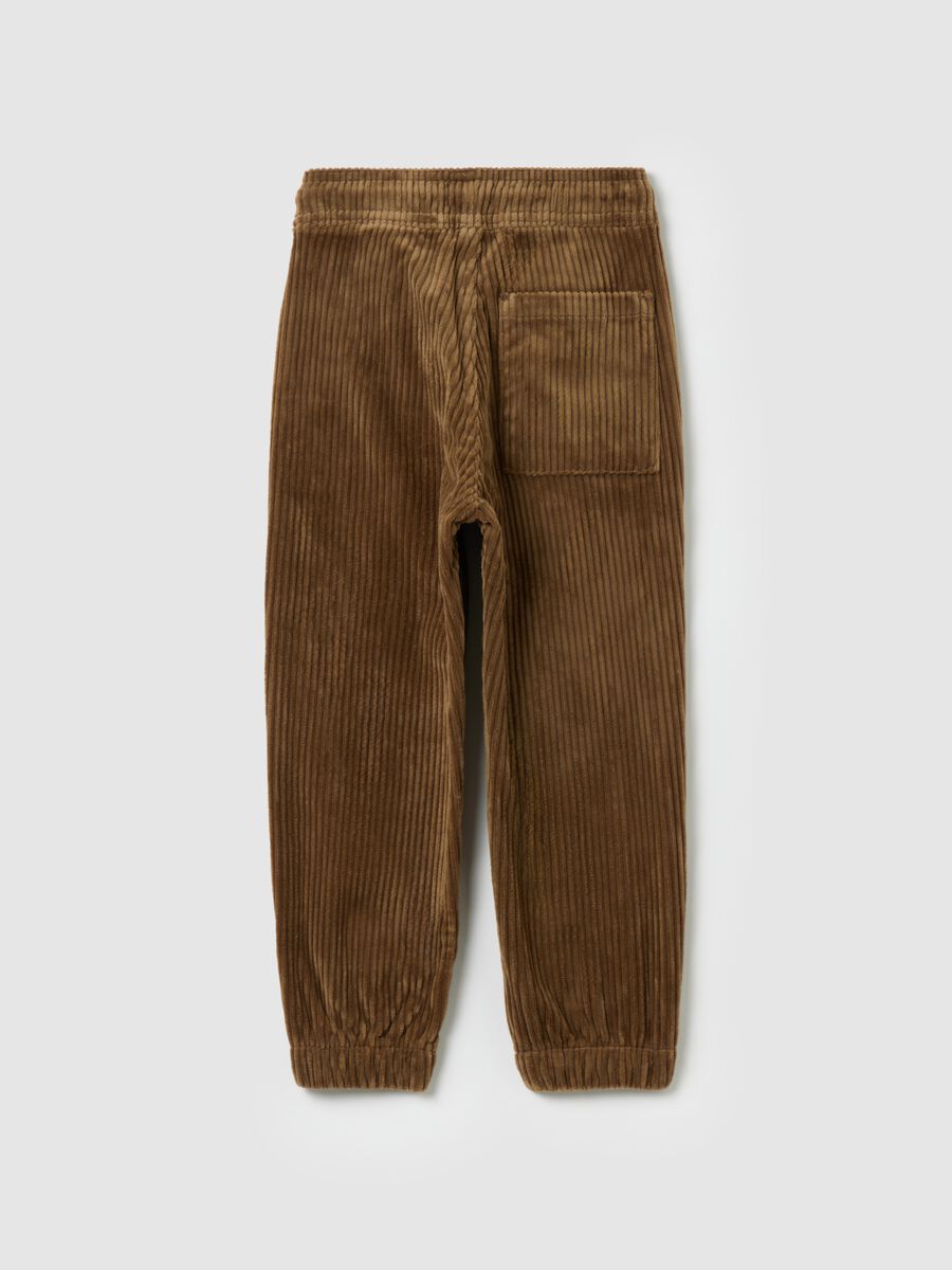 Corduroy jogger trousers with drawstring_1