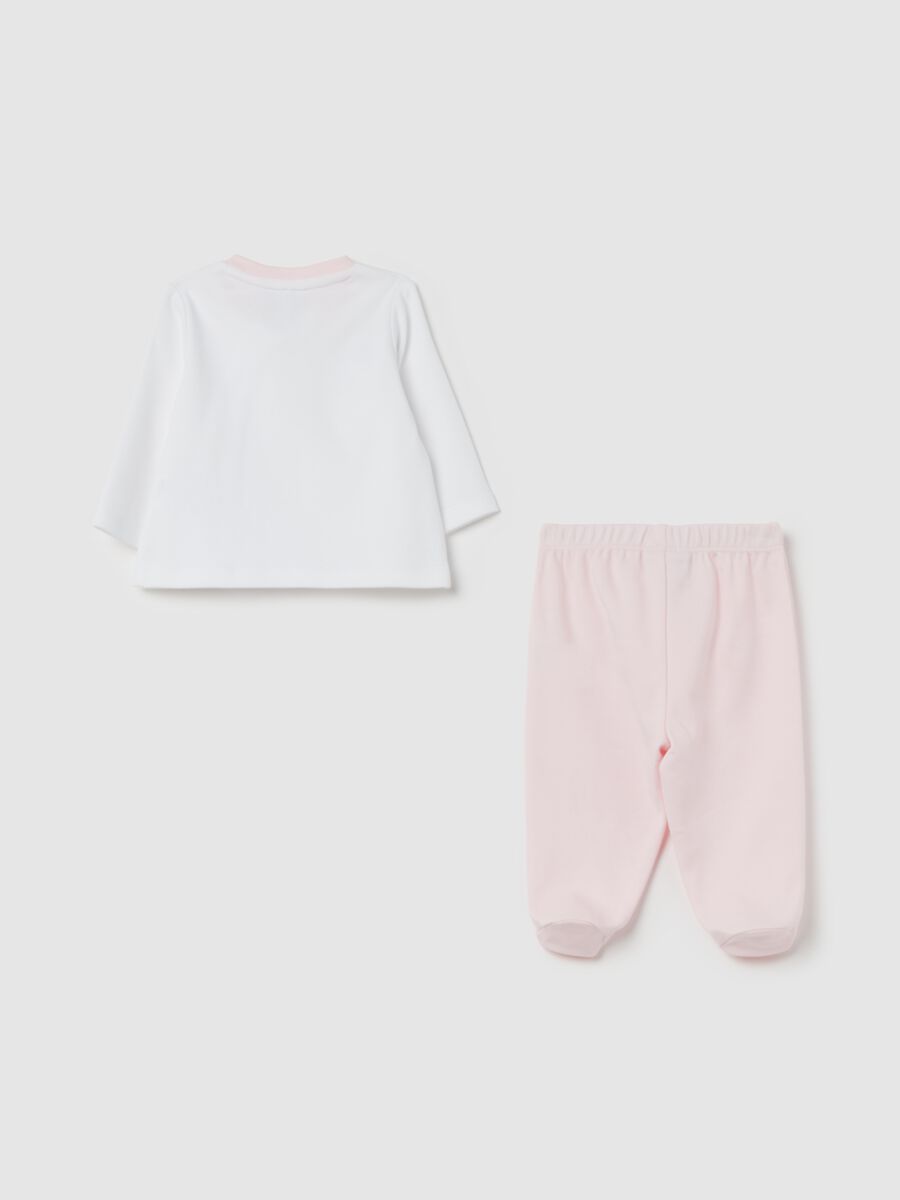 T-shirt and baby leggings set in velour with print_1