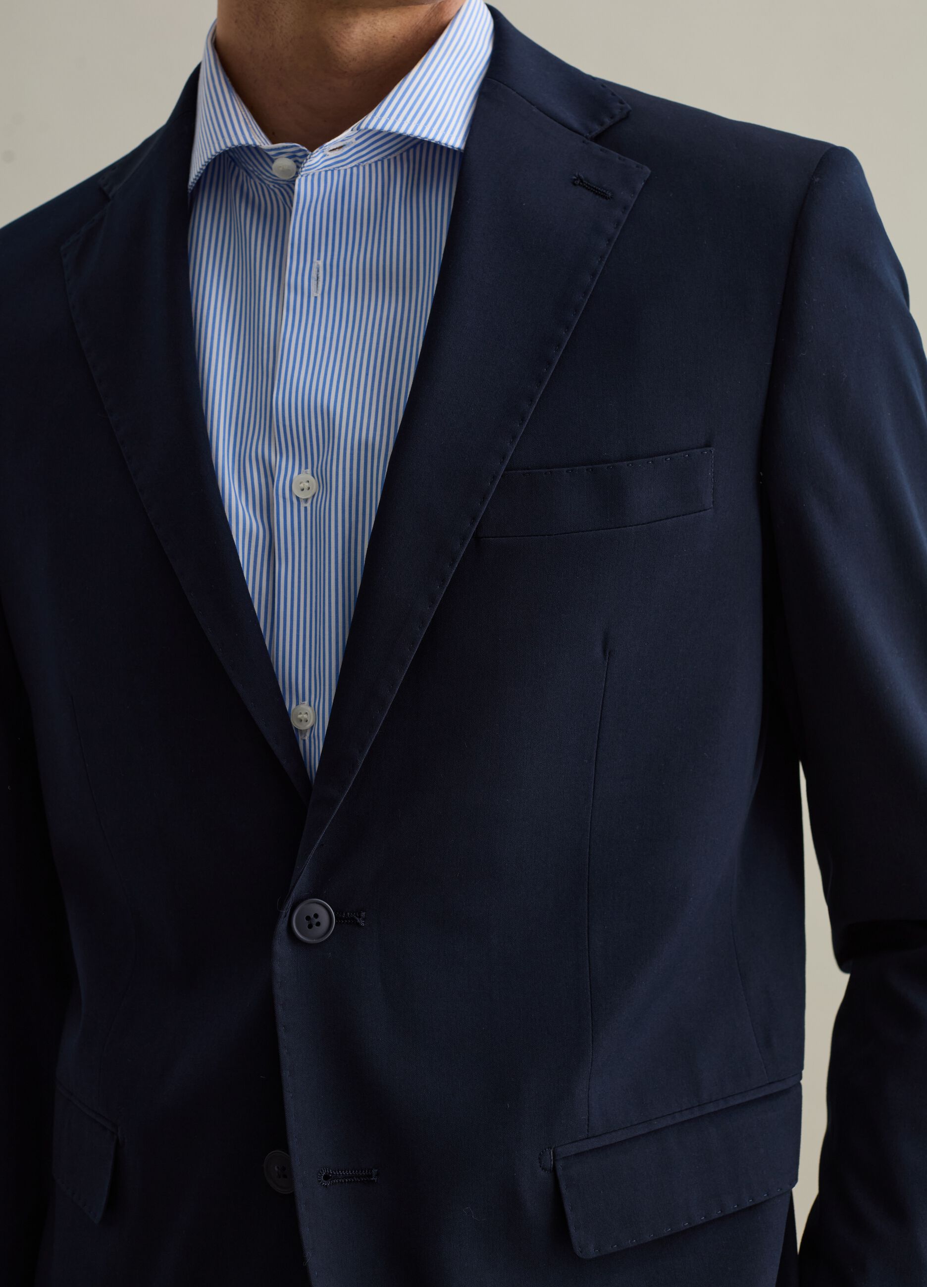 Blazer slim fit monopetto in twill stretch