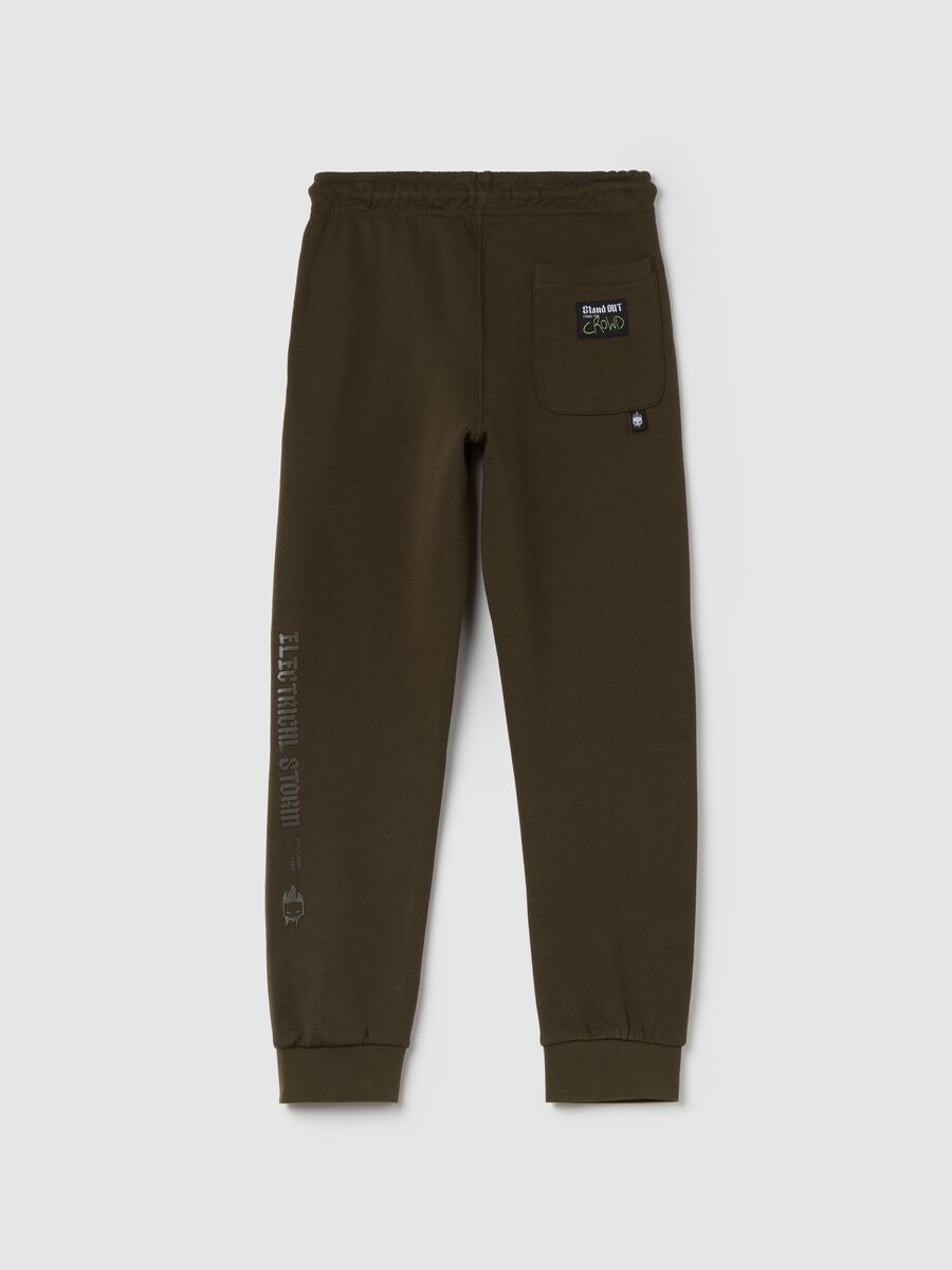 Joggers with drawstring and skull patch_1