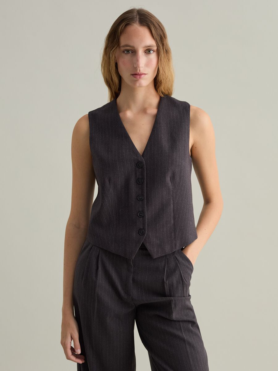 Pinstriped gilet with buttons_1