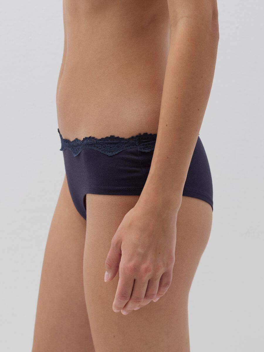 Knicker shorts in organic cotton with lace trim_2