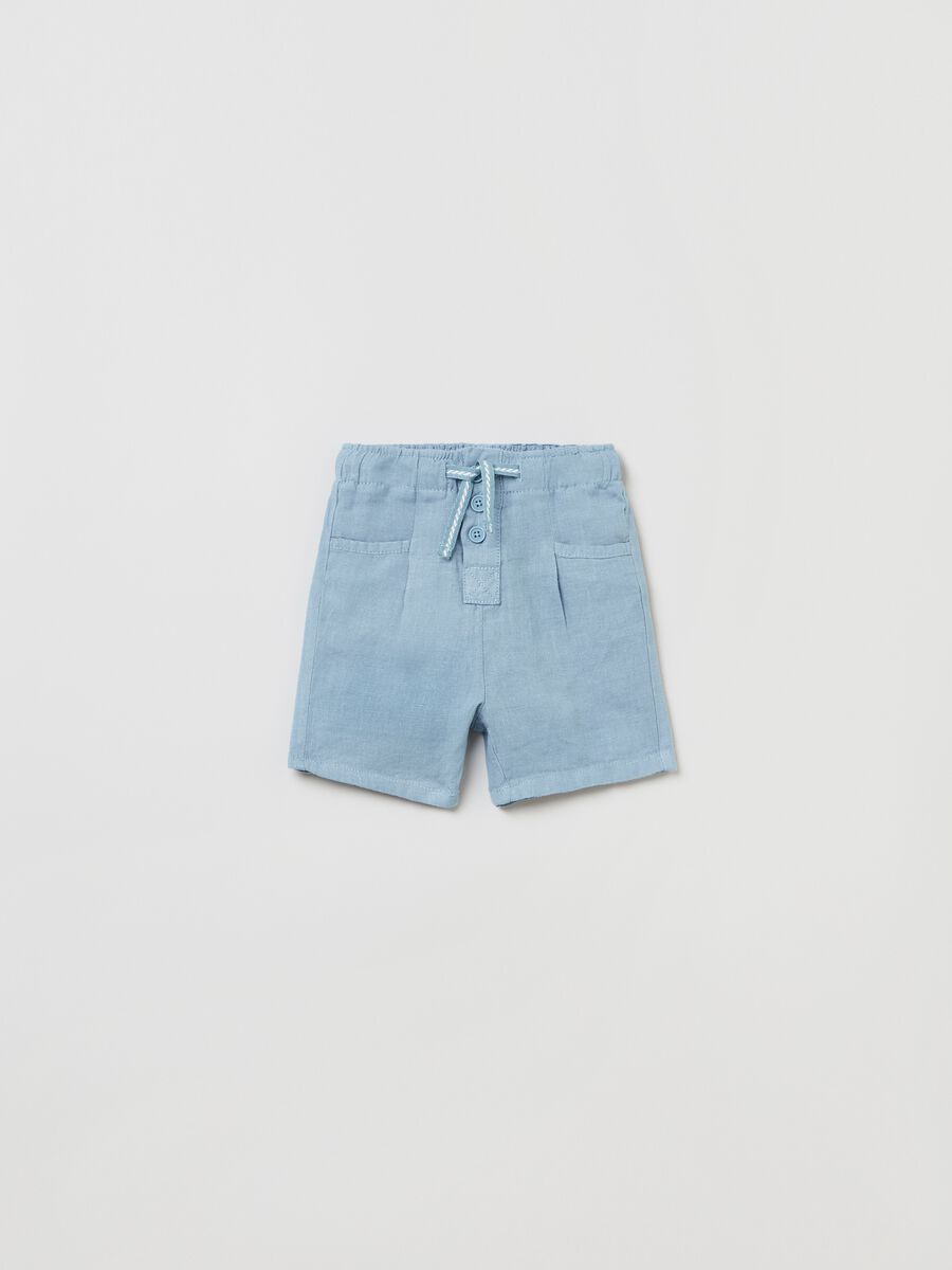 Linen Bermuda shorts with drawstring_0