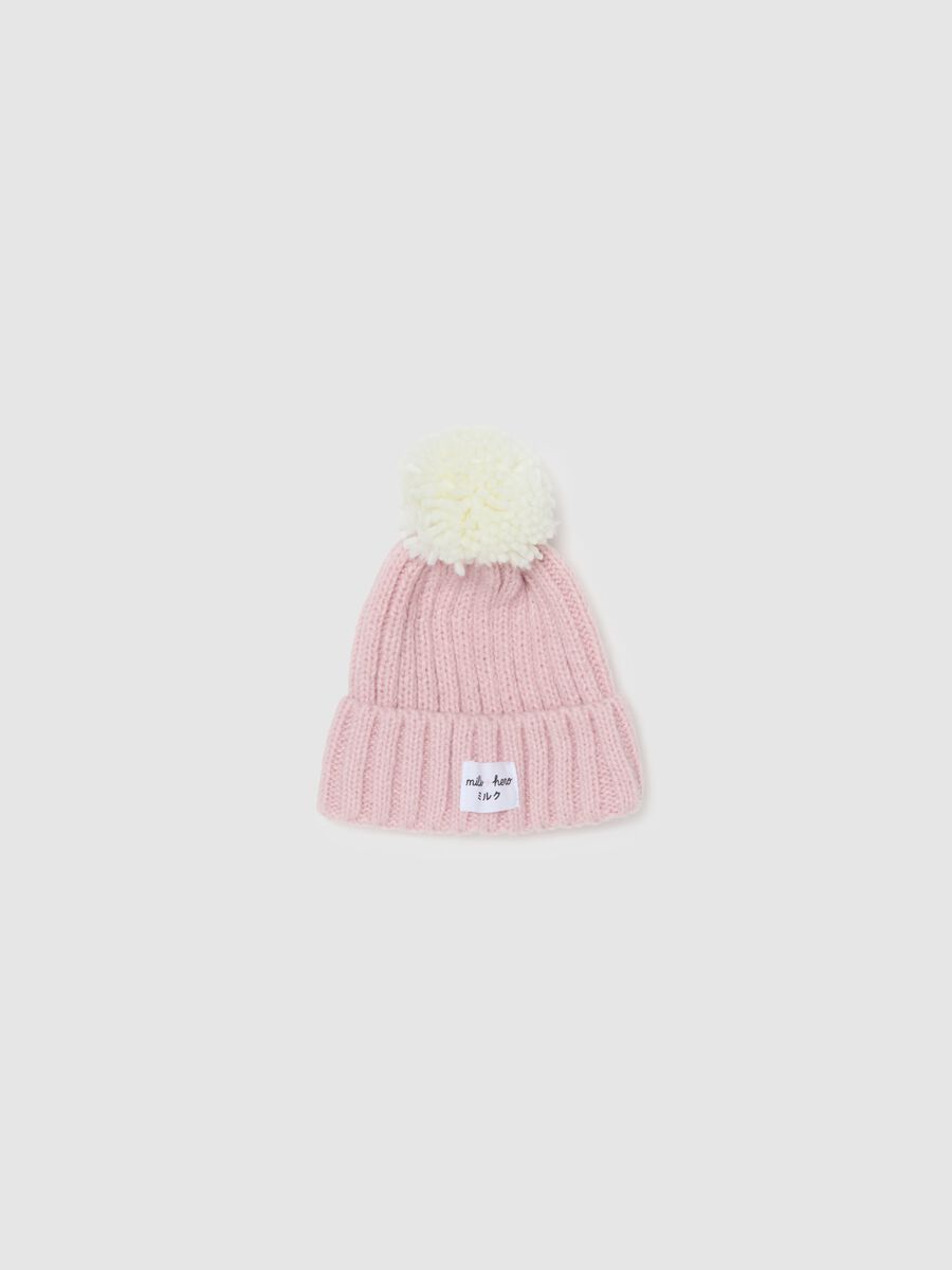 Ribbed hat with pompom_0