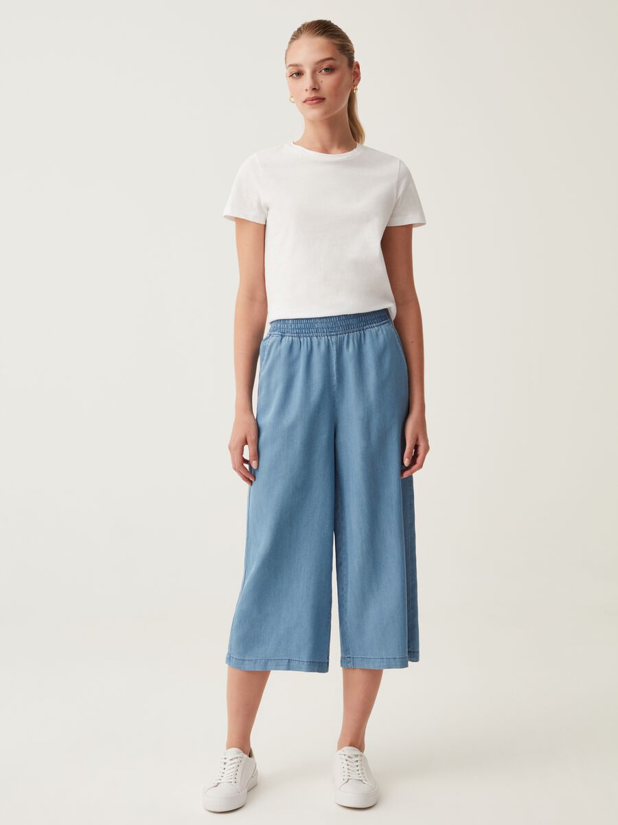 Crop palazzo trousers in Lyocell_0