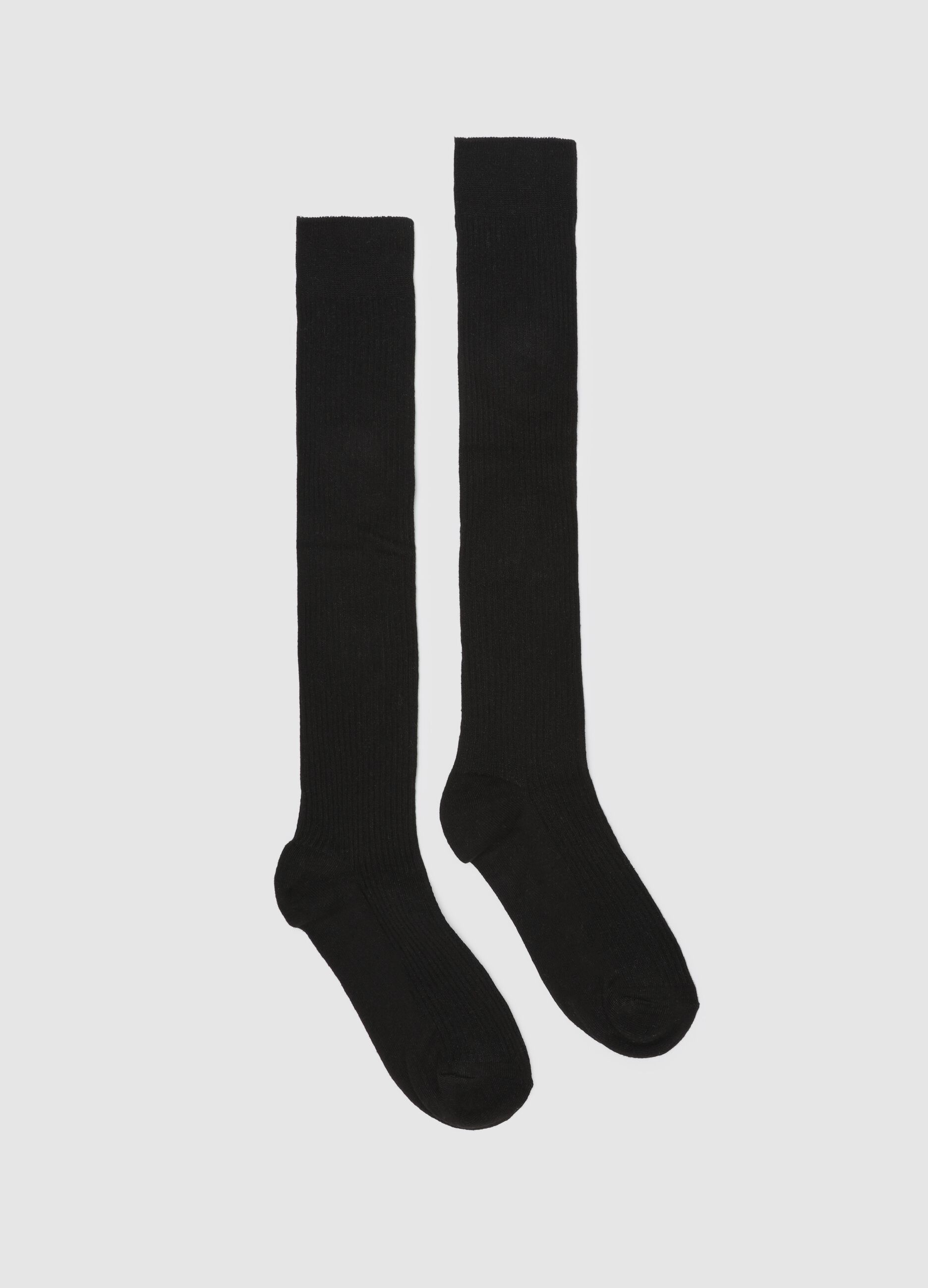 Long socks with ribbed leg