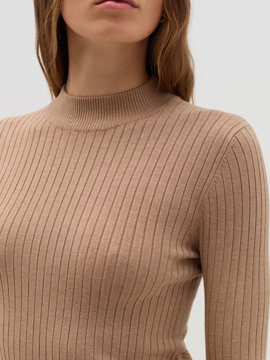 Ribbed knit pullover with mock neck_3