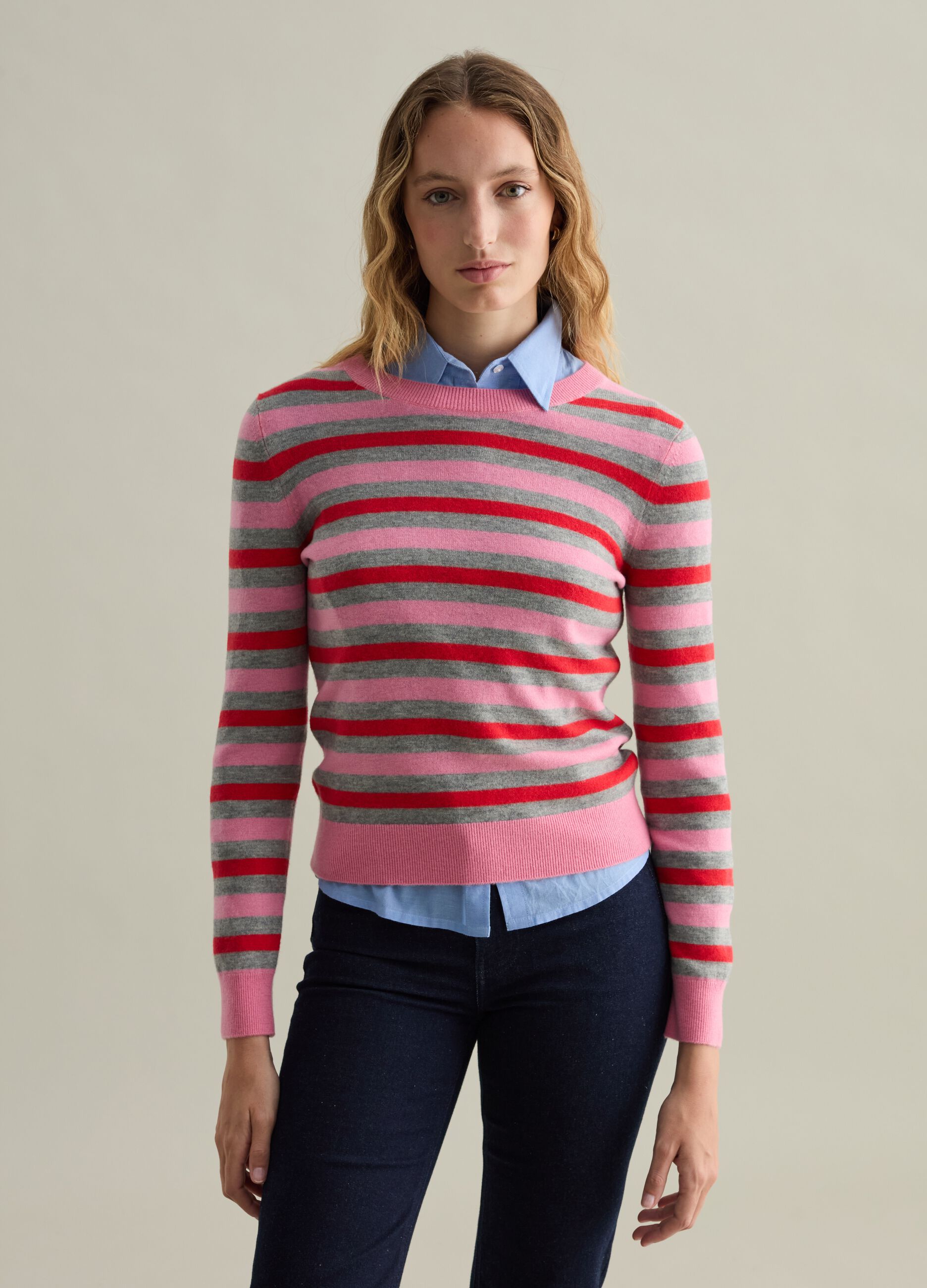 Pullover in lana a righe multicolor