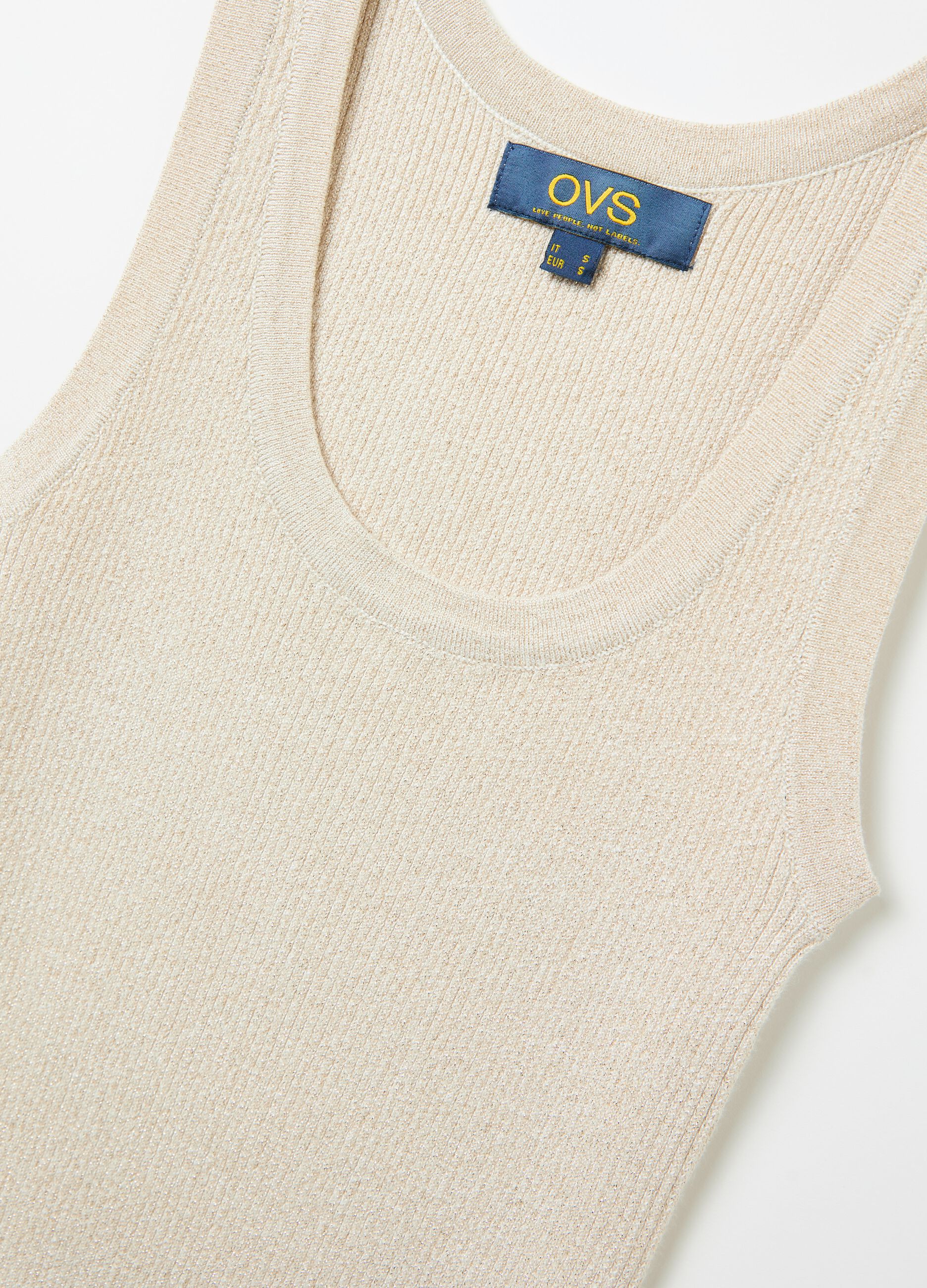 Ribbed tank top with lurex