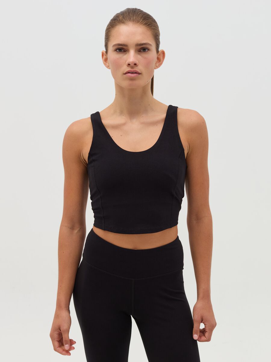 Crop top in stretch organic cotton_0