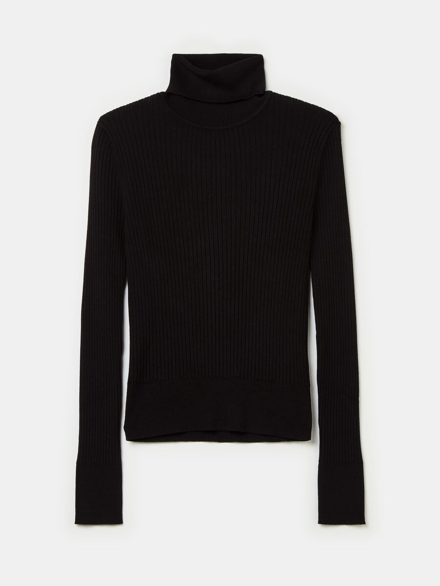 Turtleneck pullover with flat ribbing_4