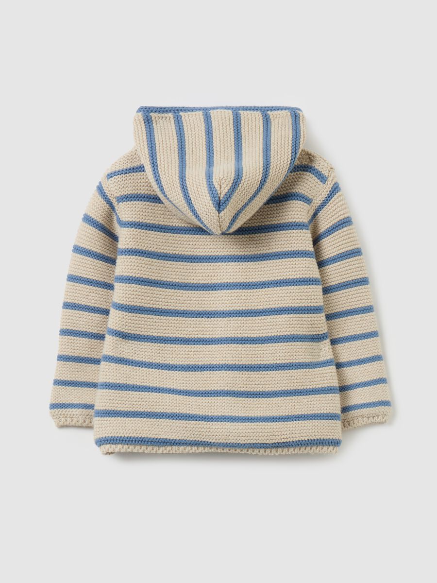 Striped knit jacket with hood_1