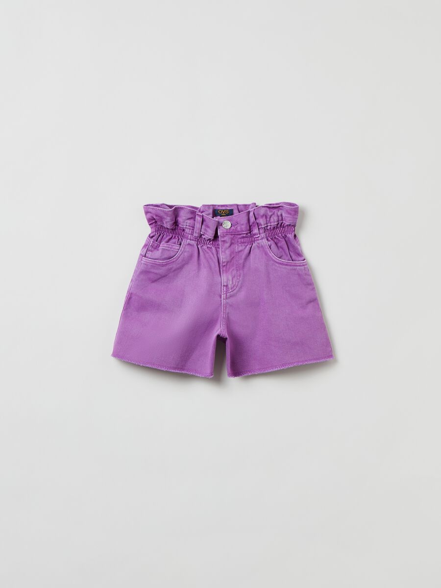 Paper bag shorts with raw edging_0